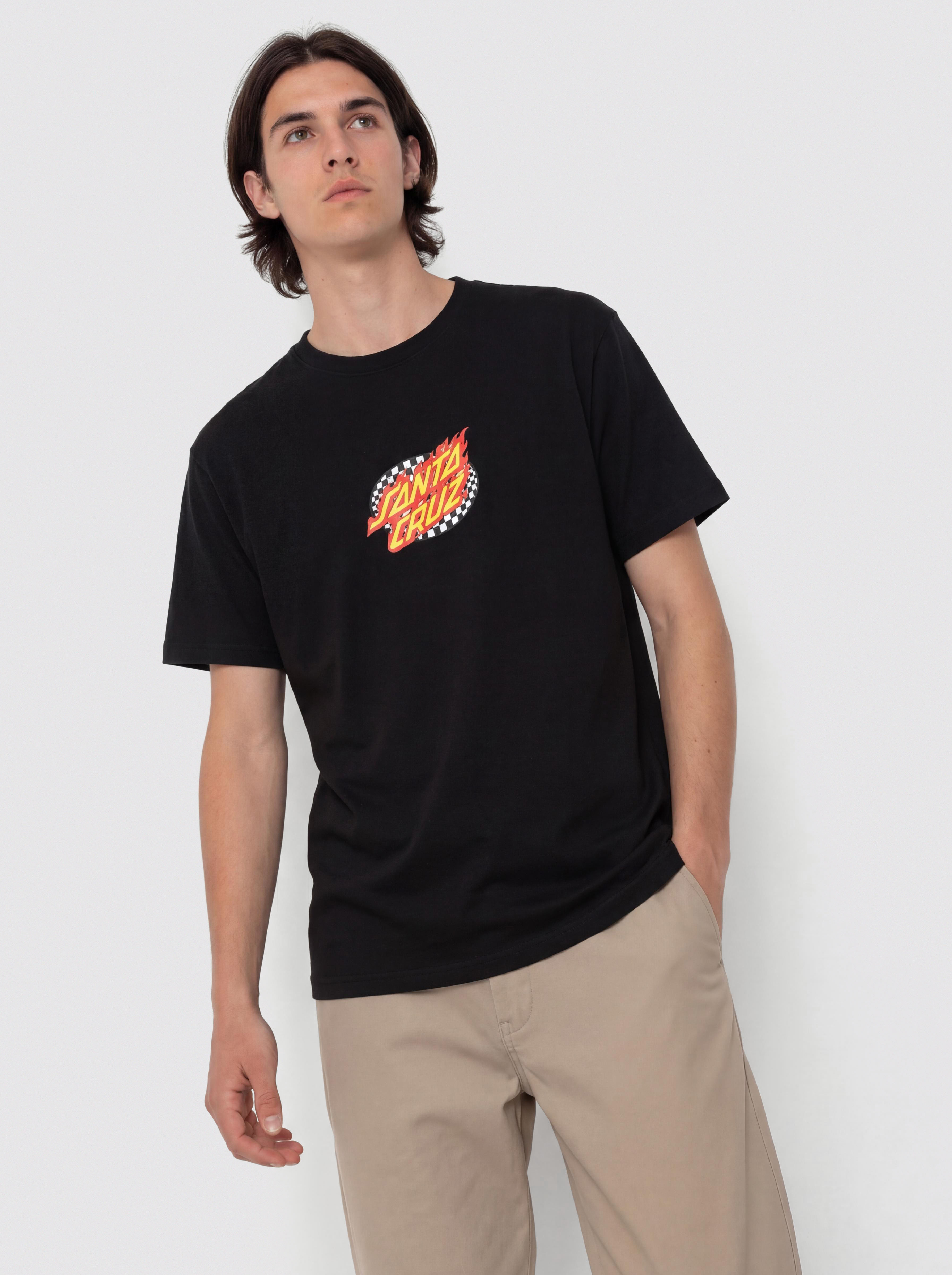 Тениска Santa Cruz Oval Check Flame Front (black)