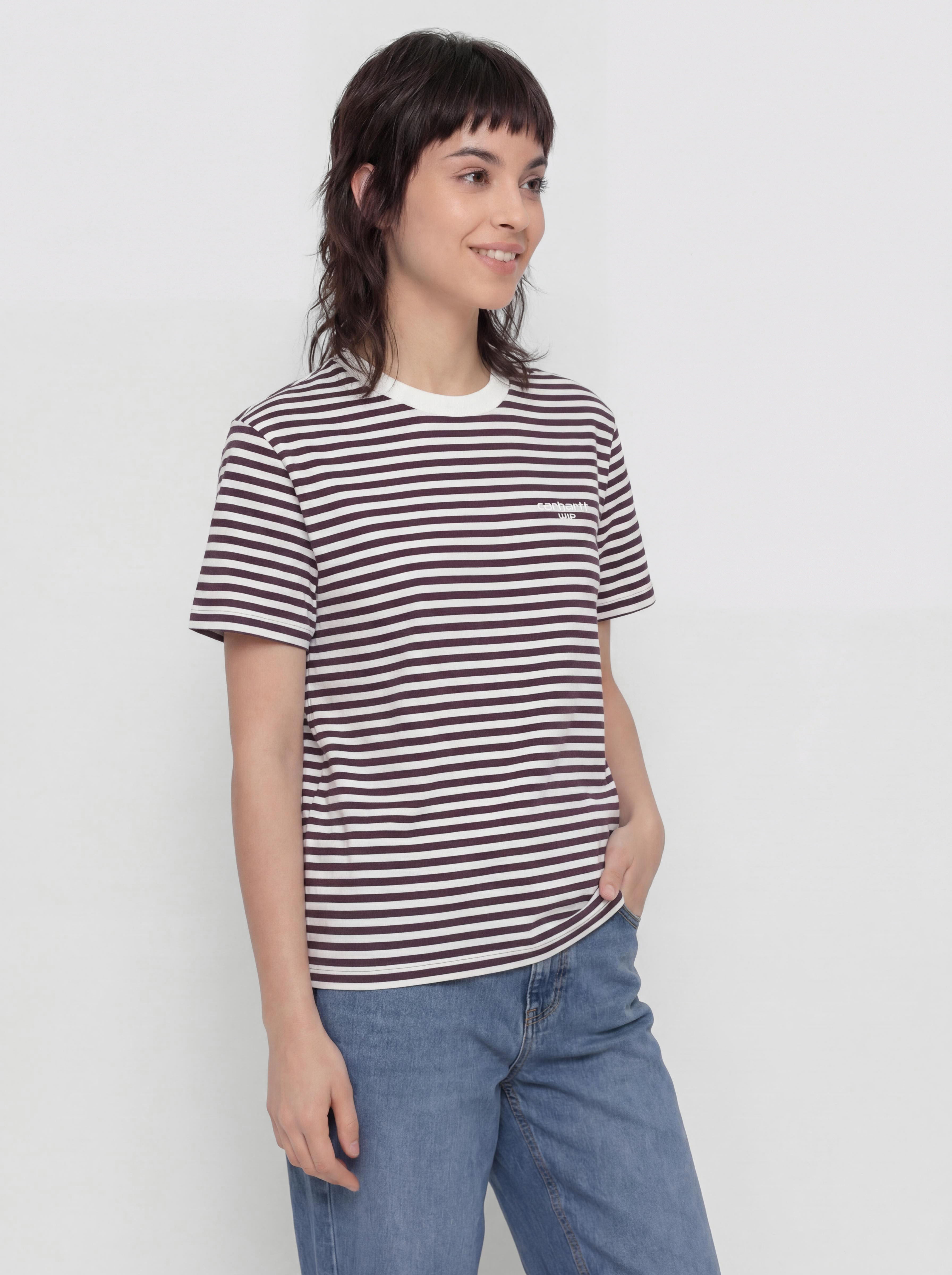 Тениска Carhartt WIP Ezra Wmn (ezra stripe/cozy purple/wax)