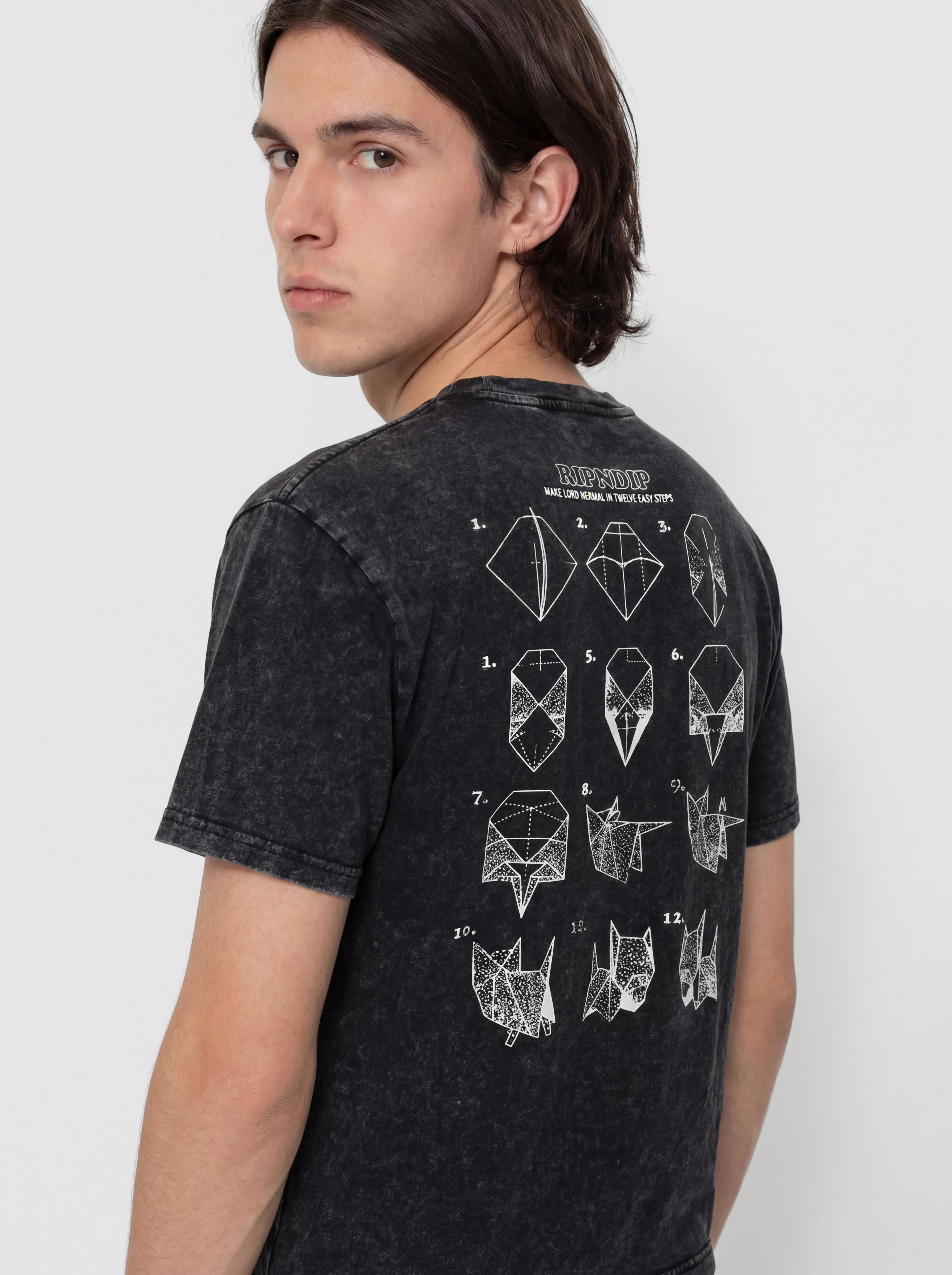 Тениска RipNDip Origami (black vintage wash)