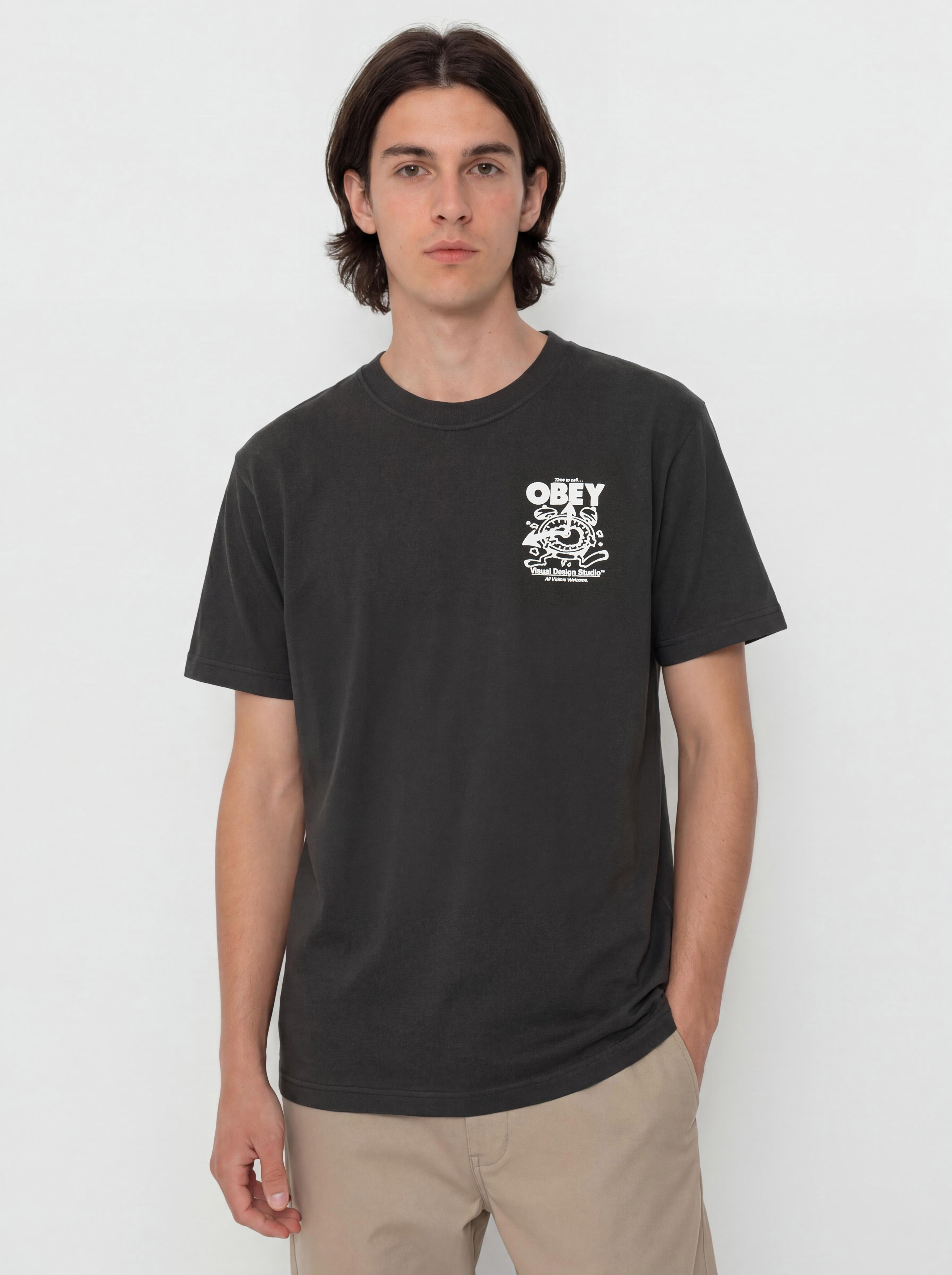 Тениска OBEY Time To Call Obey (vintage black)