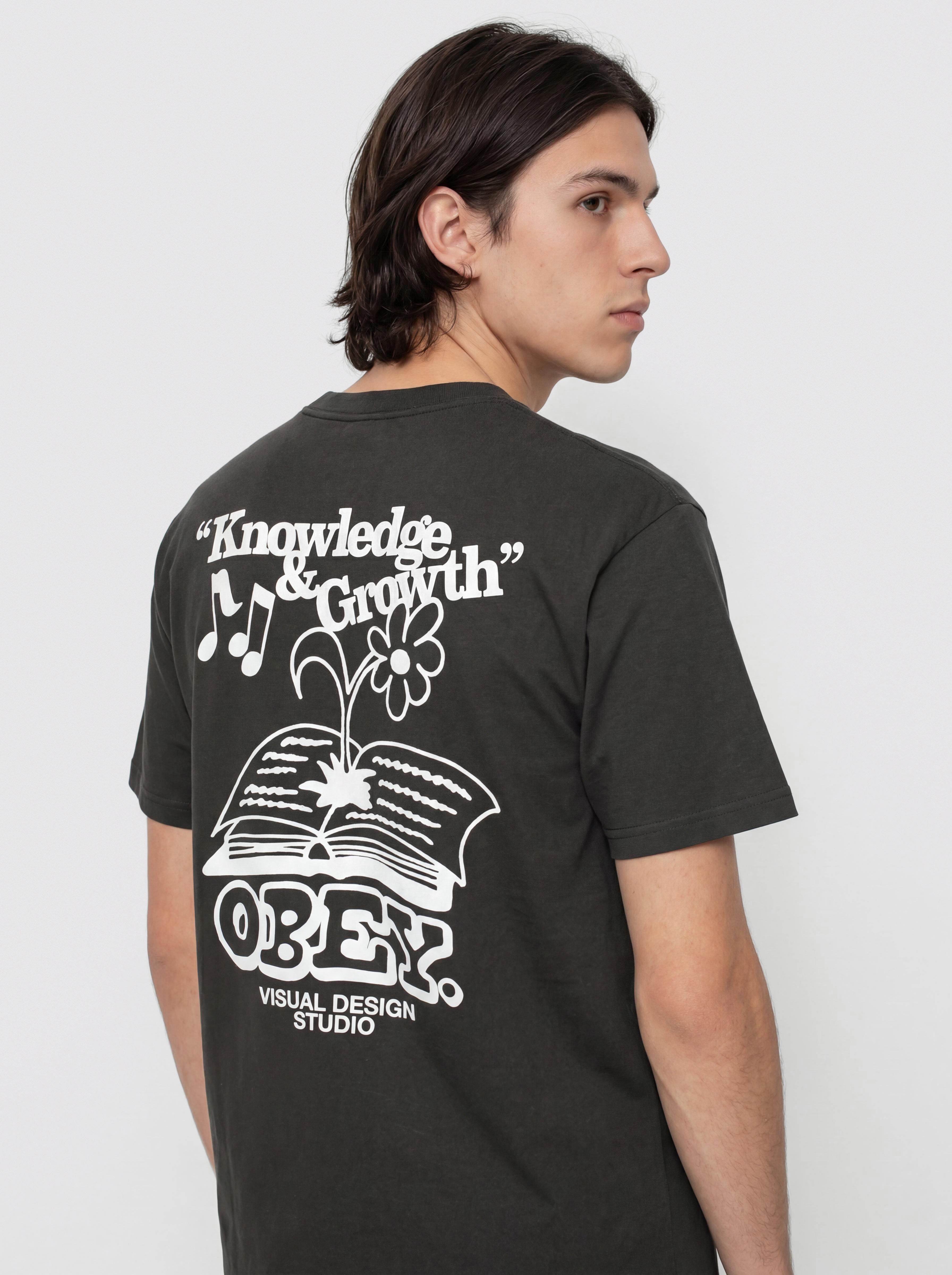 Тениска OBEY Obey Knowledge & Growth (vintage black)