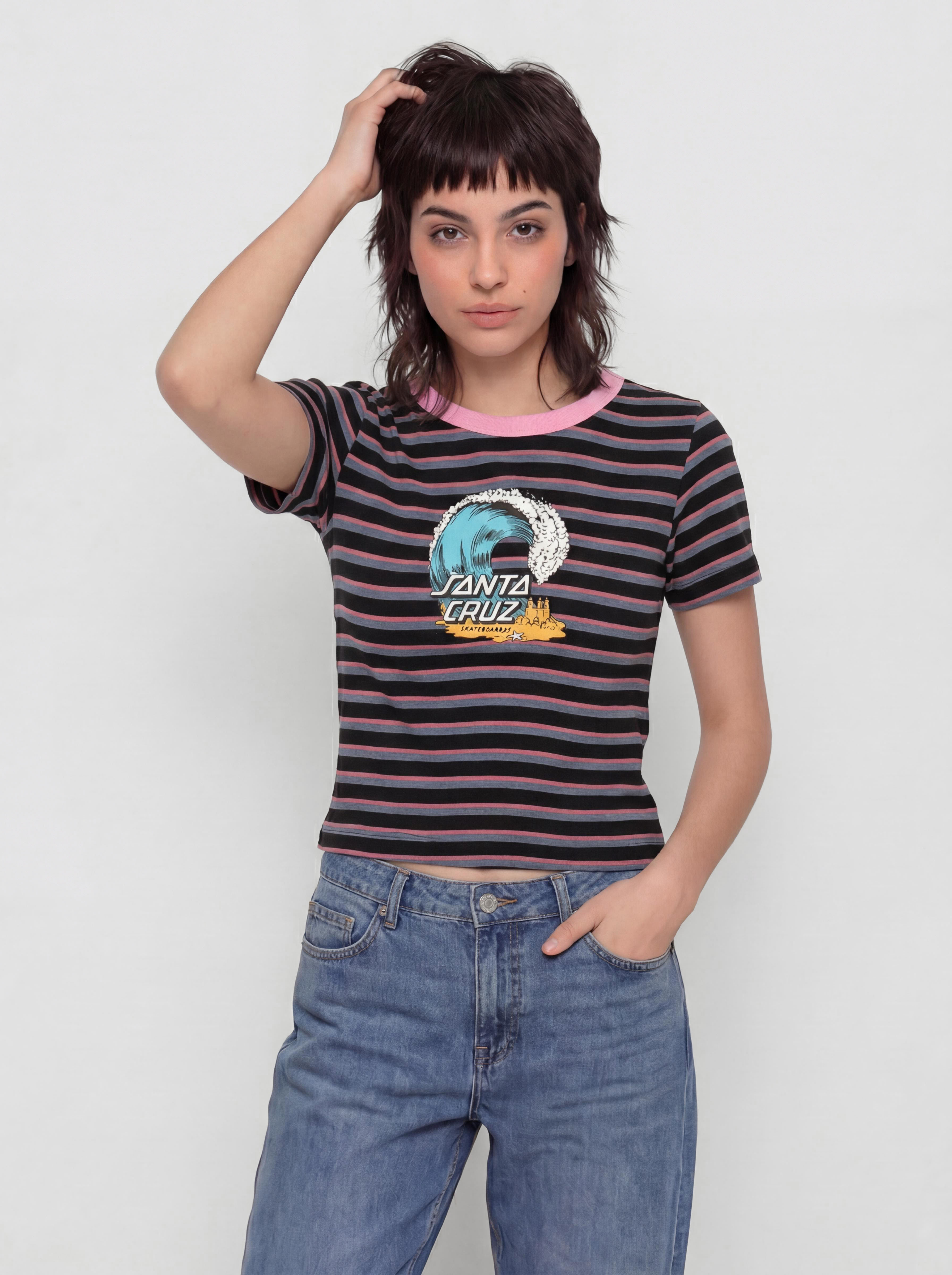 Тениска Santa Cruz Onshore Front Wmn (black wave stripe)