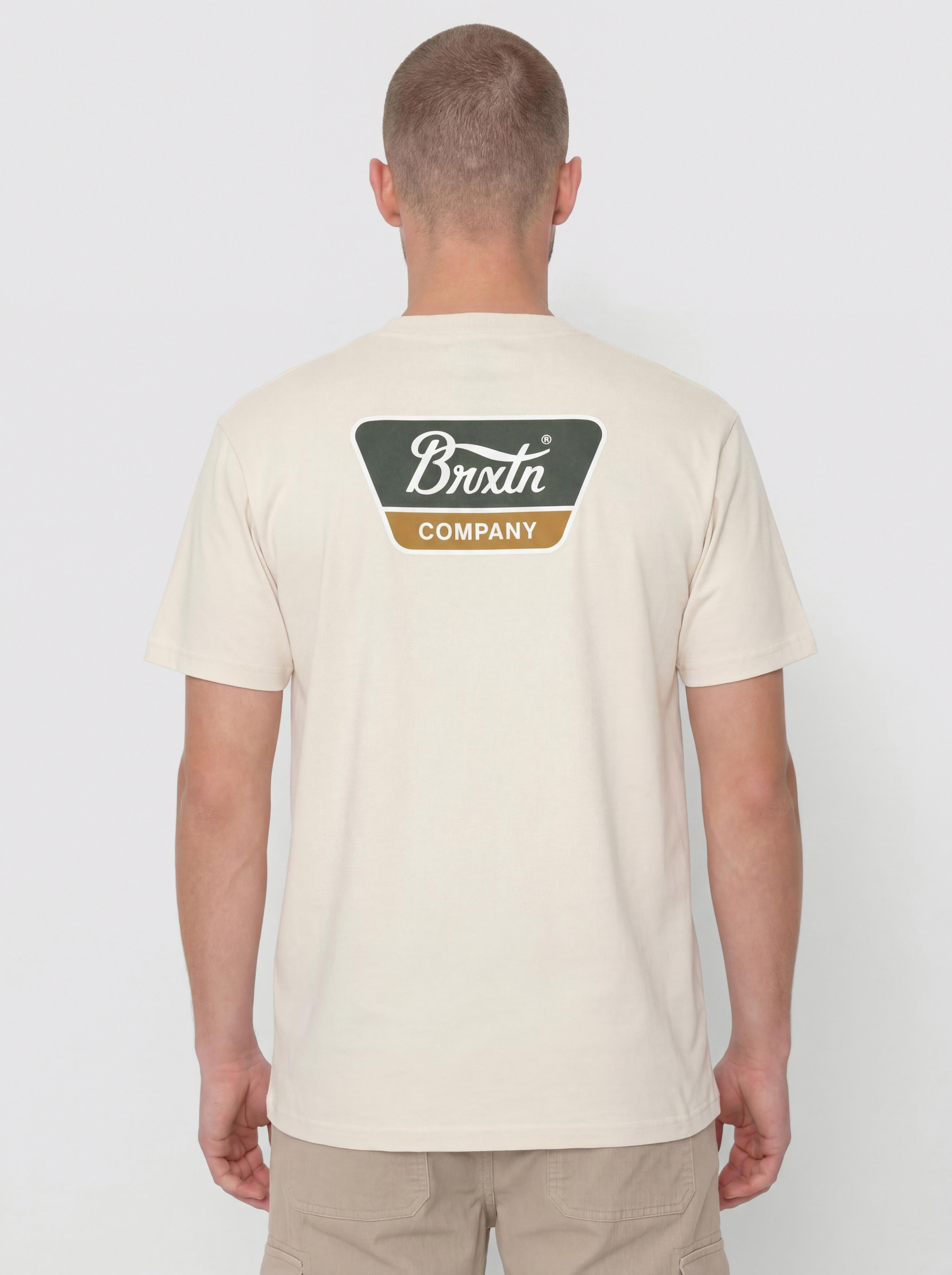 Тениска Brixton Linwood Std (cream/dark green/metal bronze)