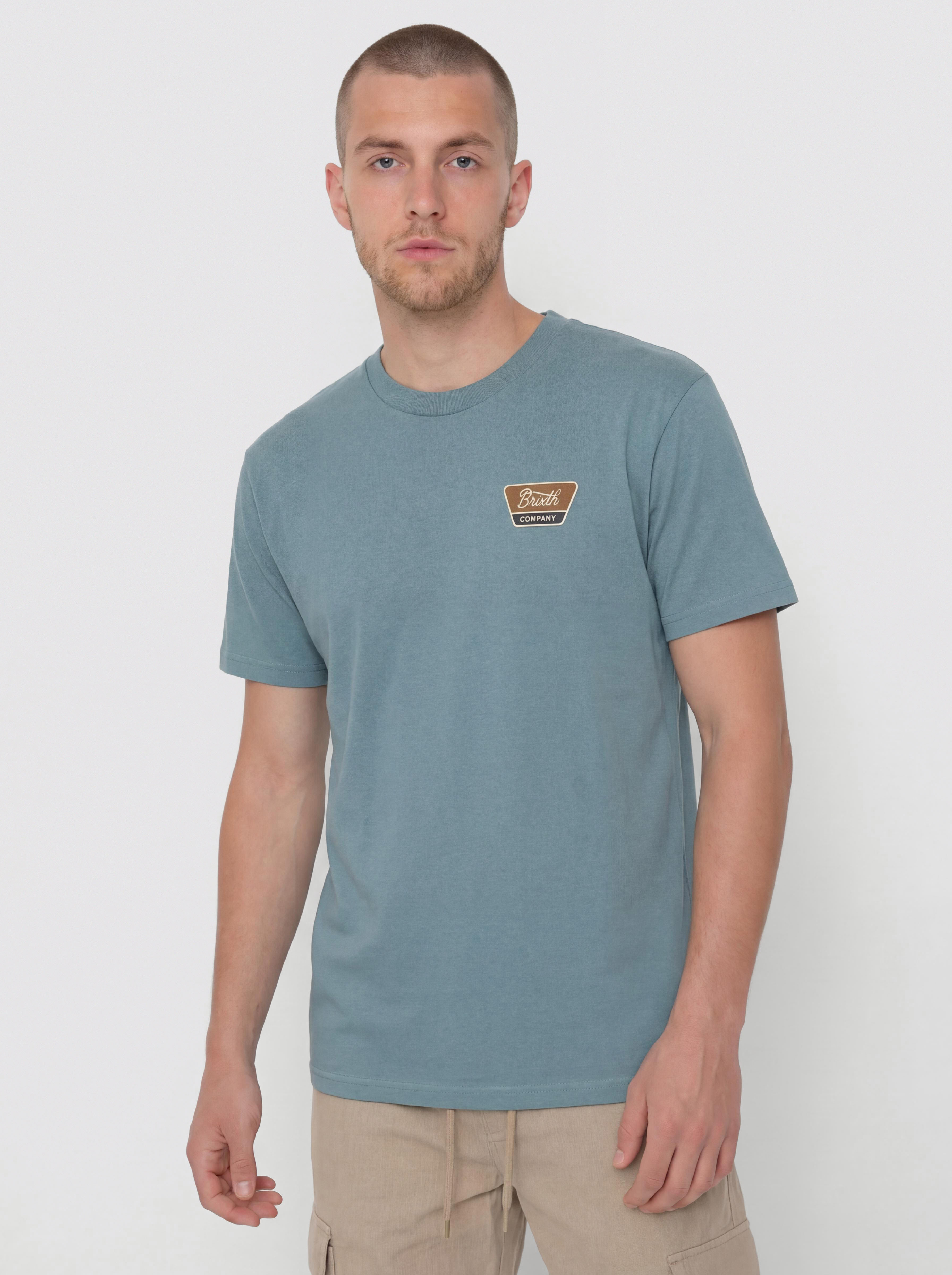 Тениска Brixton Linwood Std (ocean breeze/brown/dark navy)