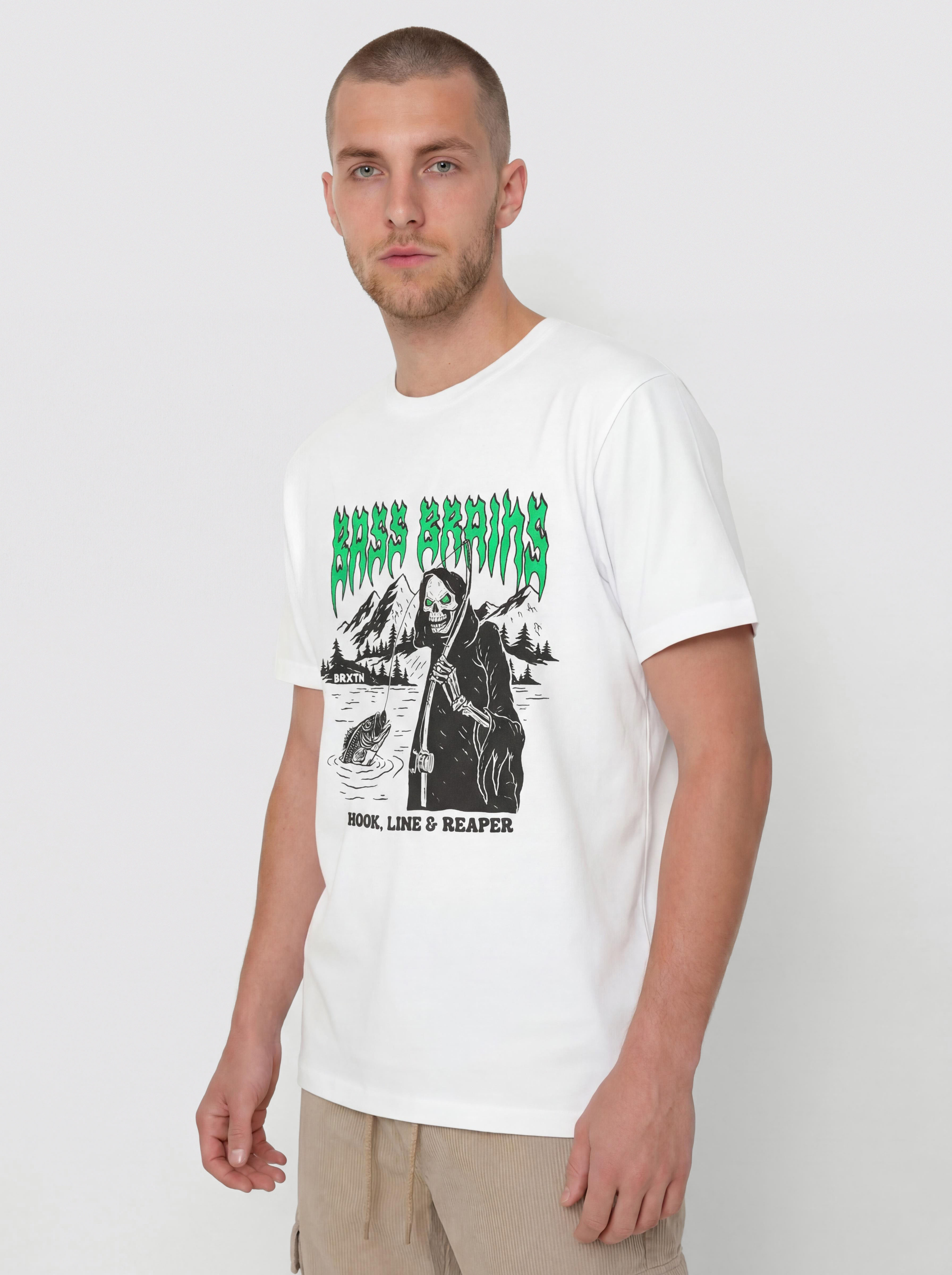 Тениска Brixton Bass Brains Reaper (white)