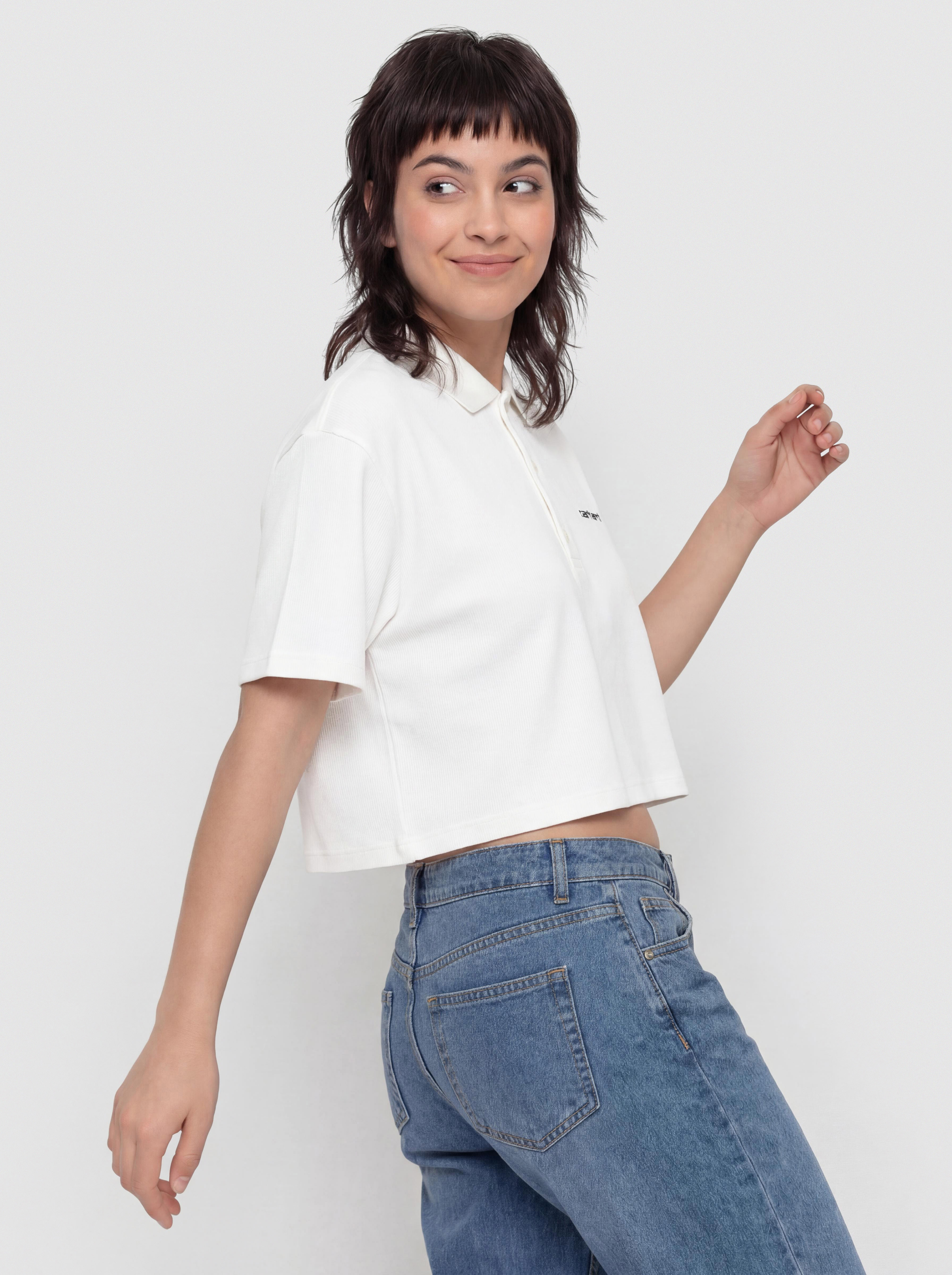 Тениска Carhartt WIP Script Polo Wmn (white/black)