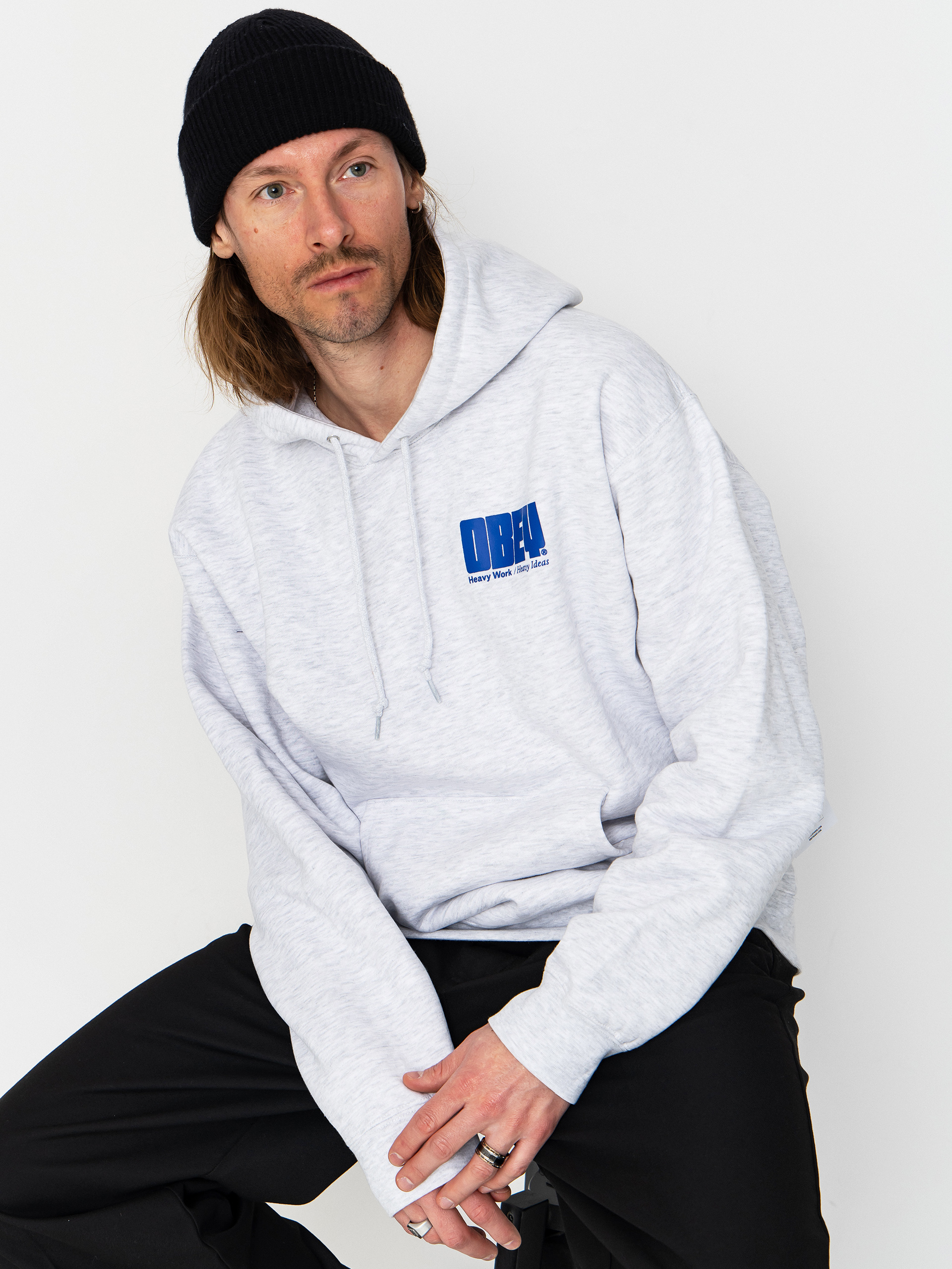 Суитшърт с качулка OBEY Heavy Ideas HD (ash grey)