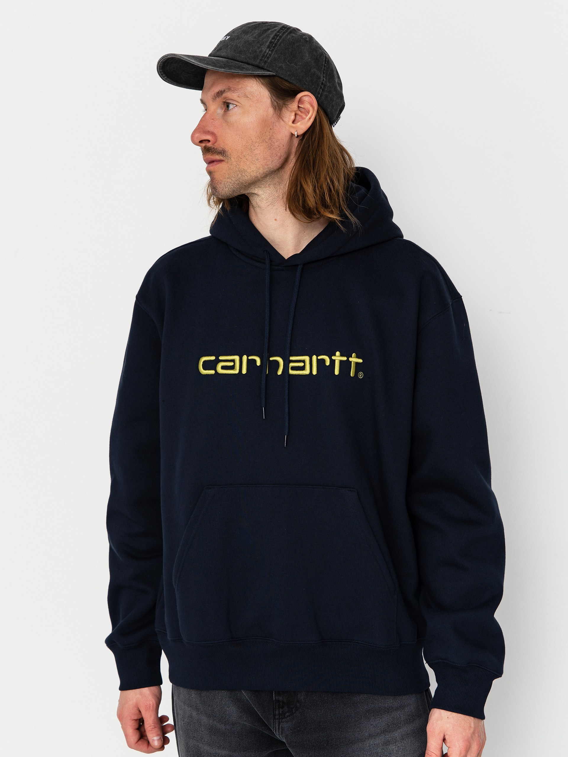 Суитшърт с качулка Carhartt WIP Carhartt HD (deep night/gentle green)