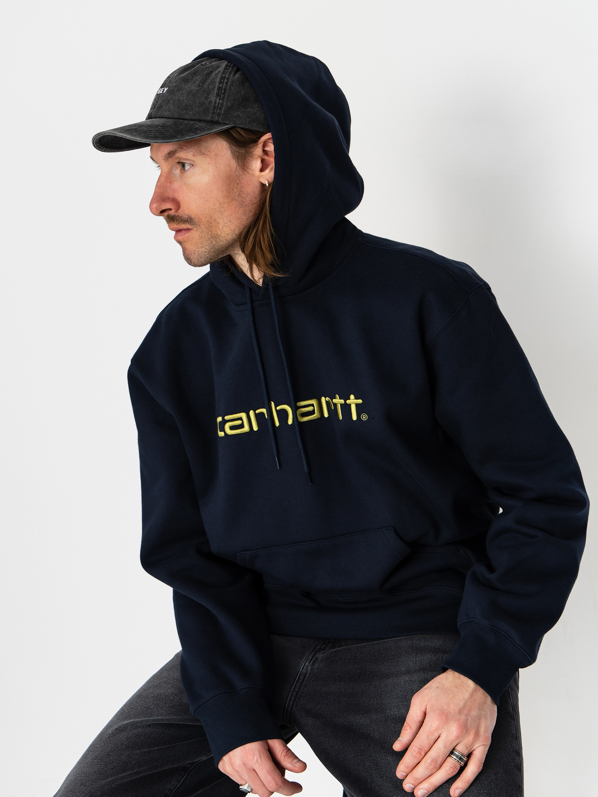 Суитшърт с качулка Carhartt WIP Carhartt HD (deep night/gentle green)