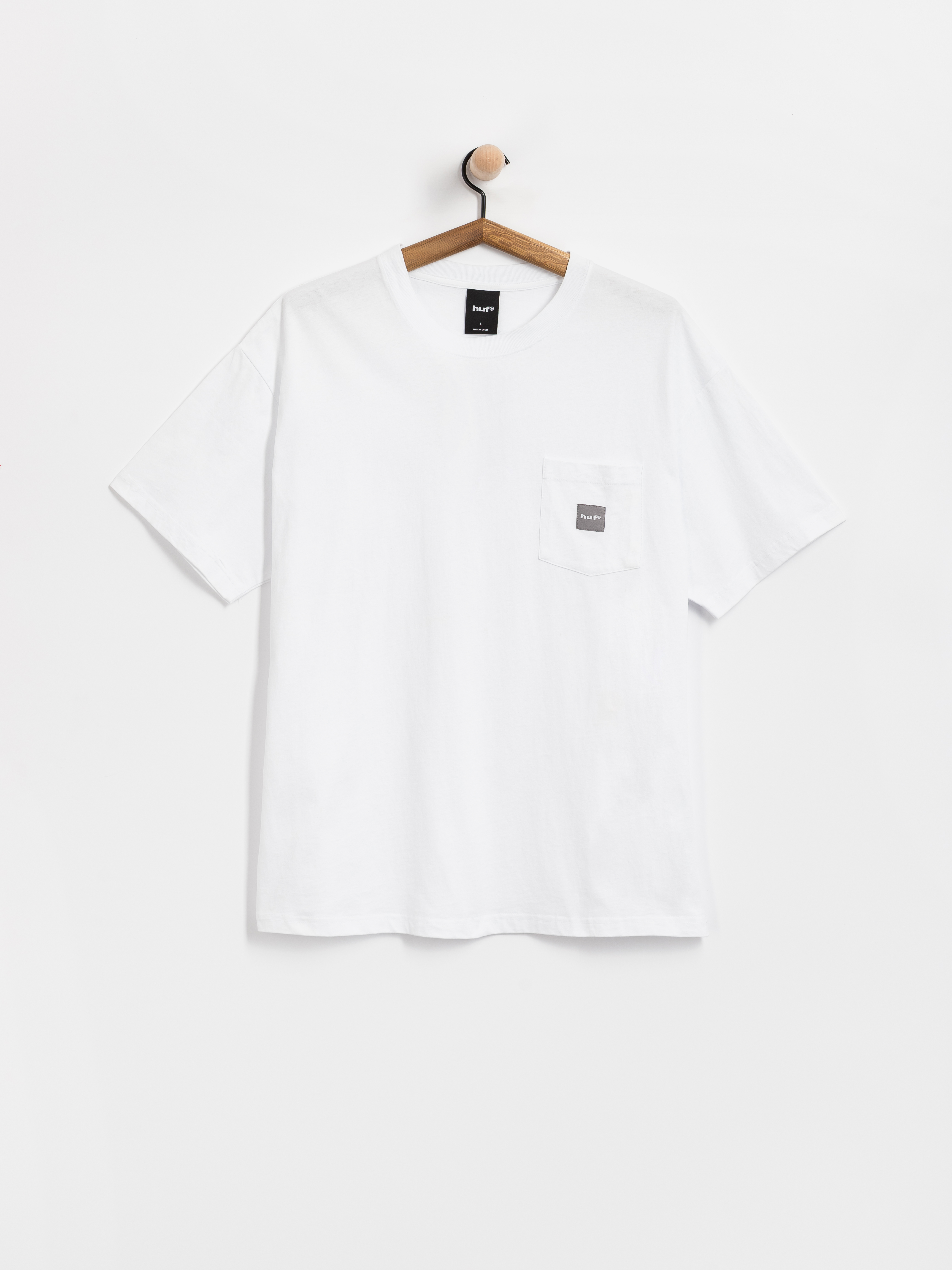 Тениска HUF Box Logo Pocket (white/grey)