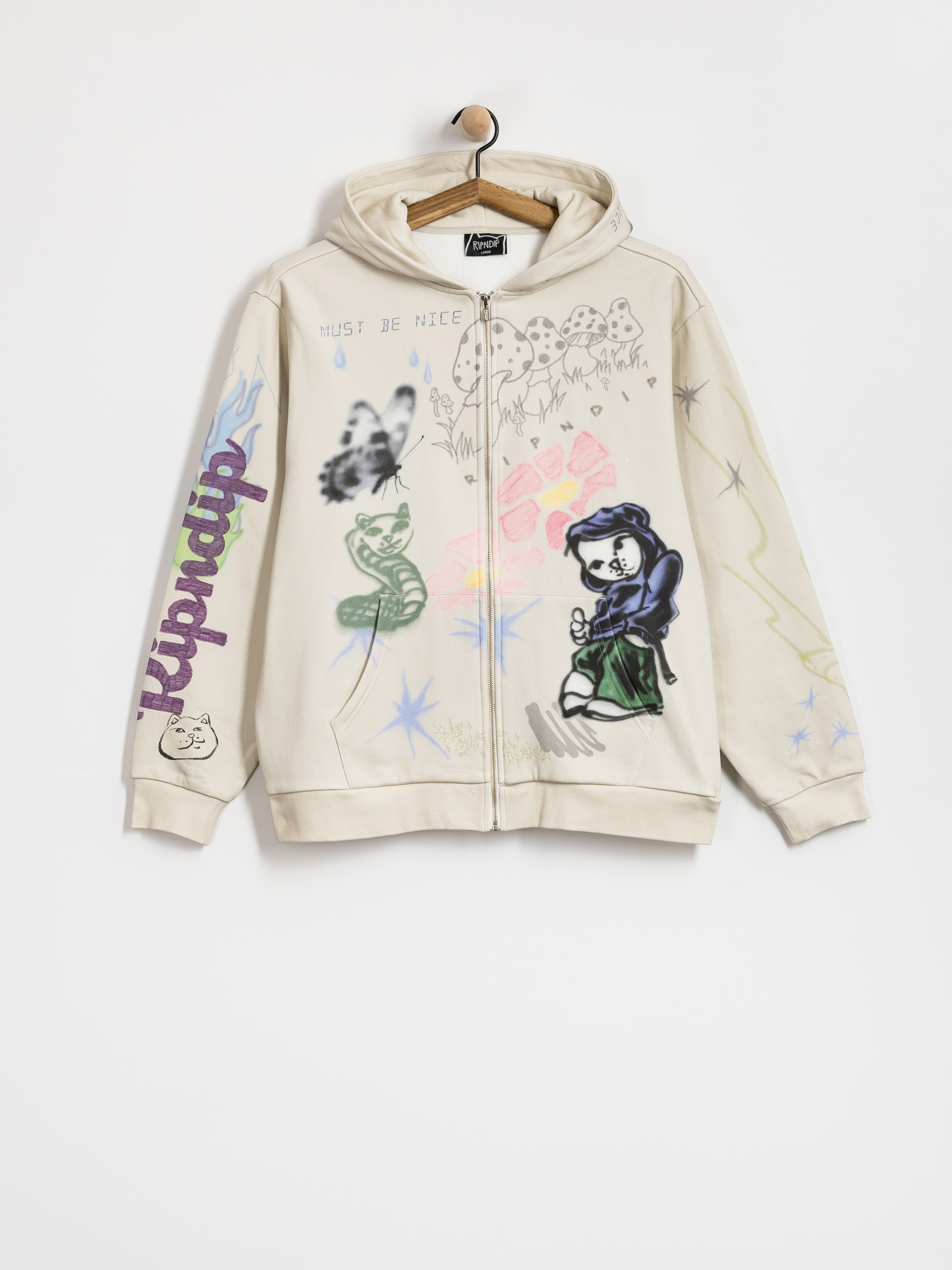 Суитшърт с качулка RipNDip Goosebumps ZHD (bone)