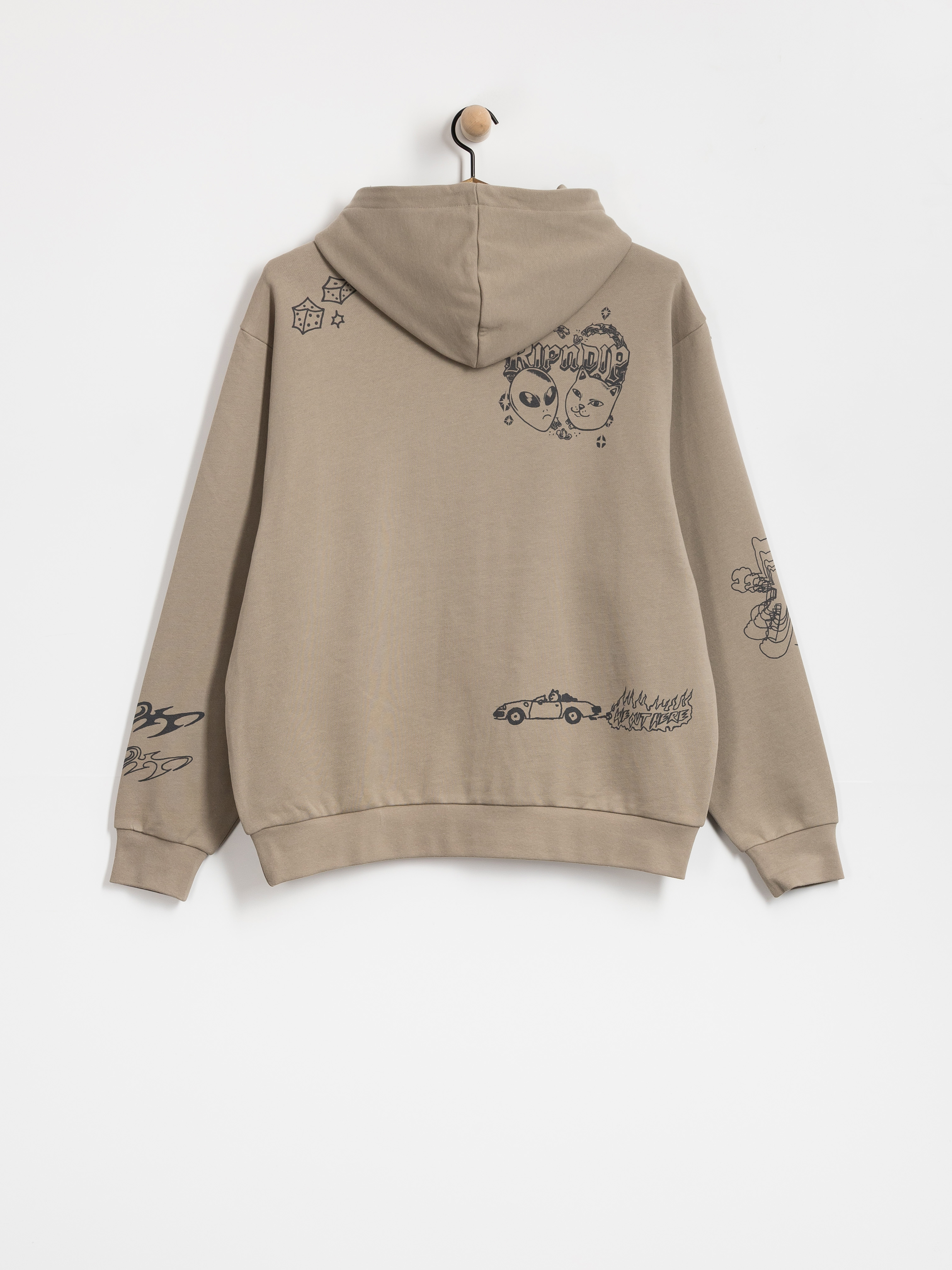 Суитшърт с качулка RipNDip Westside Distressed HD (dark sand wash)