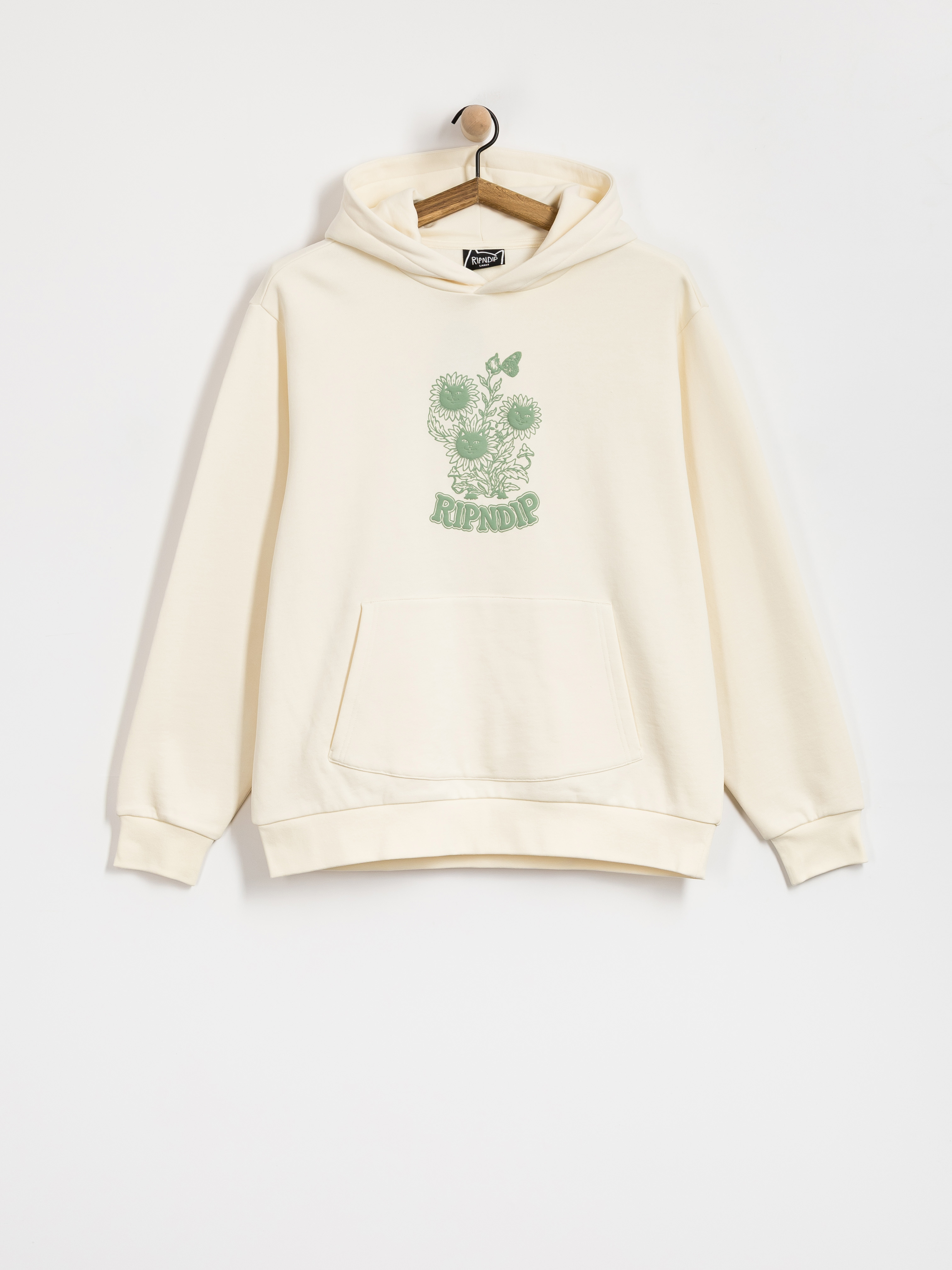 Суитшърт с качулка RipNDip Where The Flowers Bloom HD (bone)