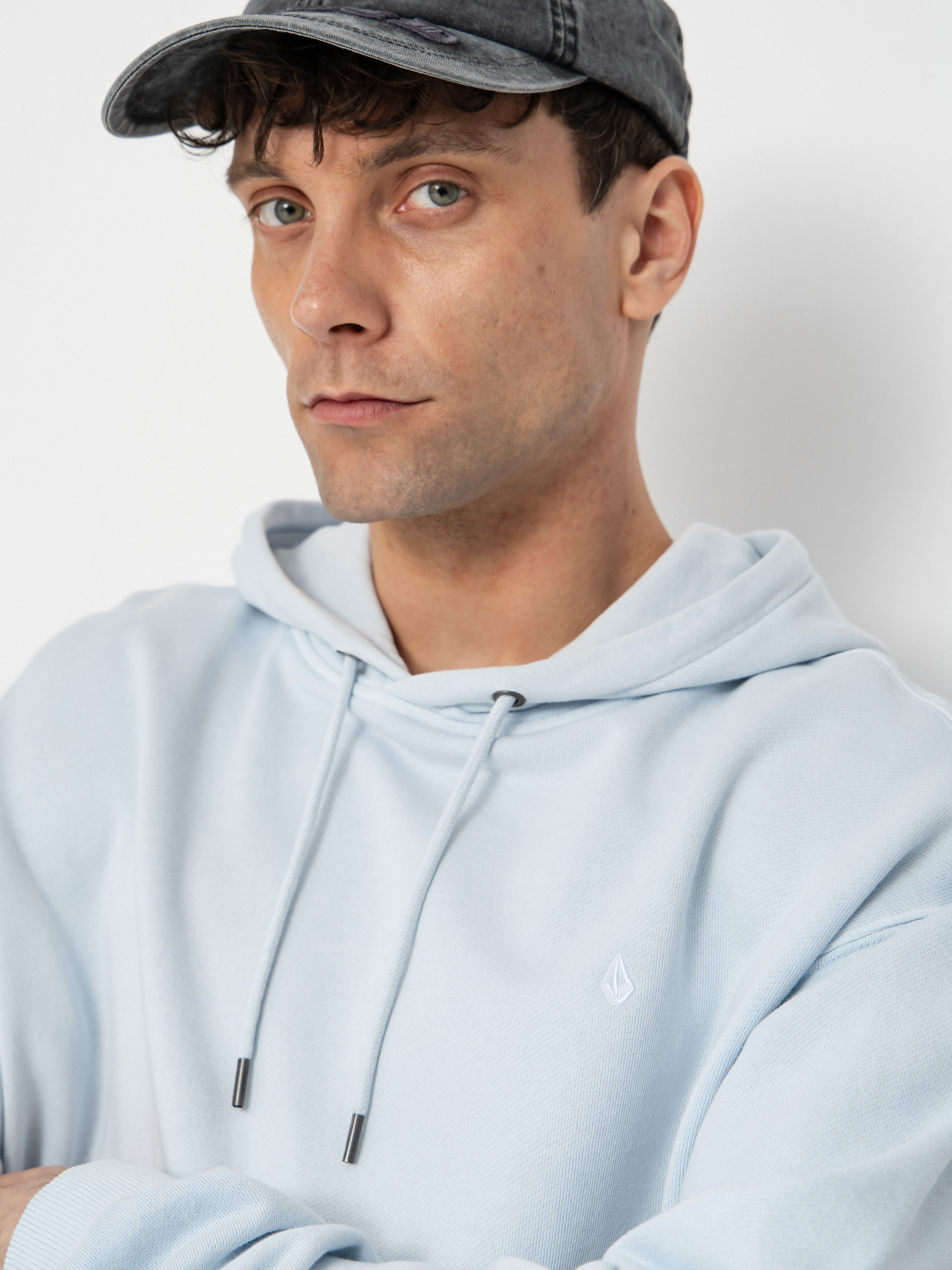 Суитшърт с качулка Volcom Single Stone Tw HD (light blue acid)