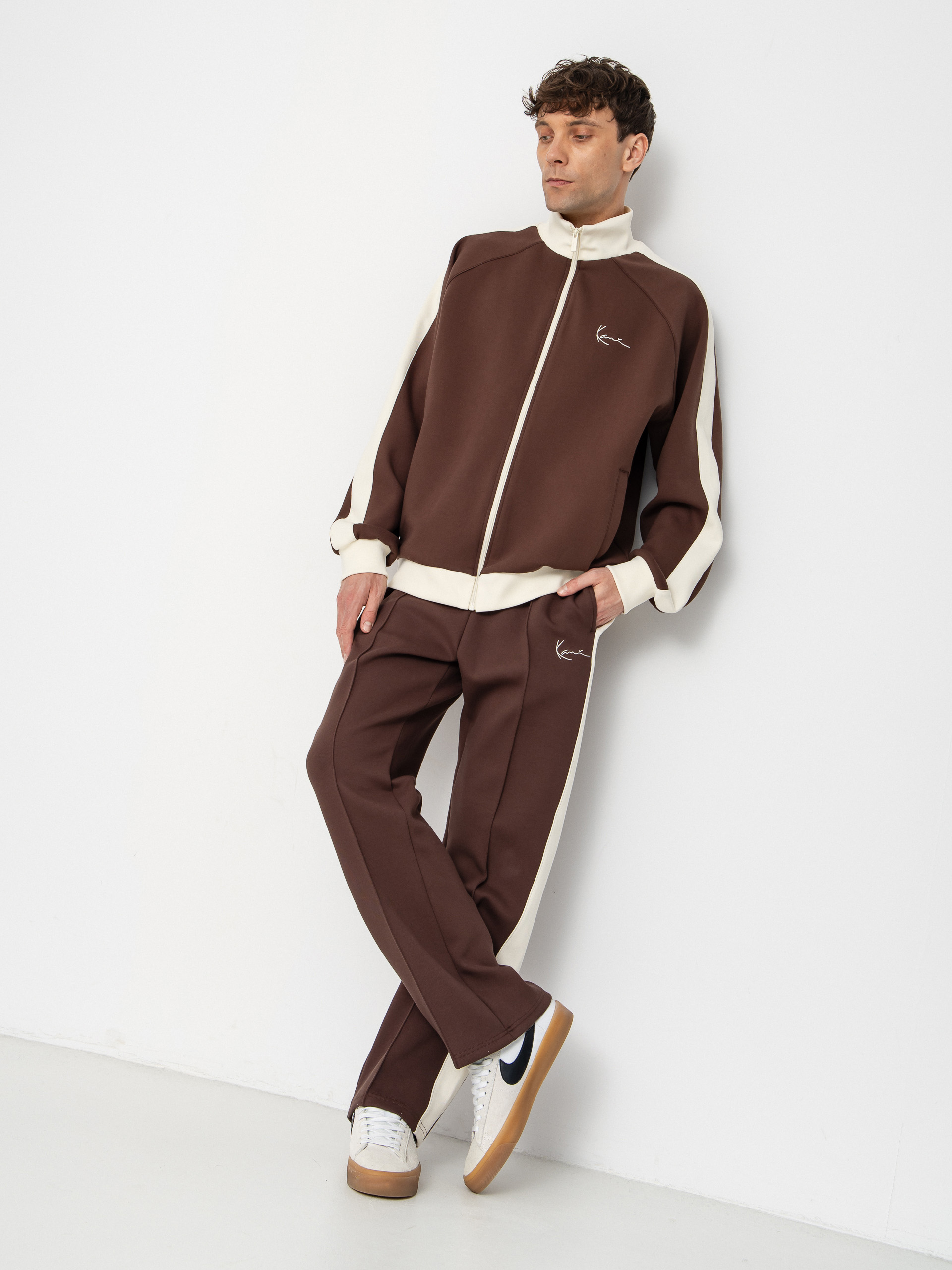 Панталони Karl Kani Signature Sidestripe Pique (brown)
