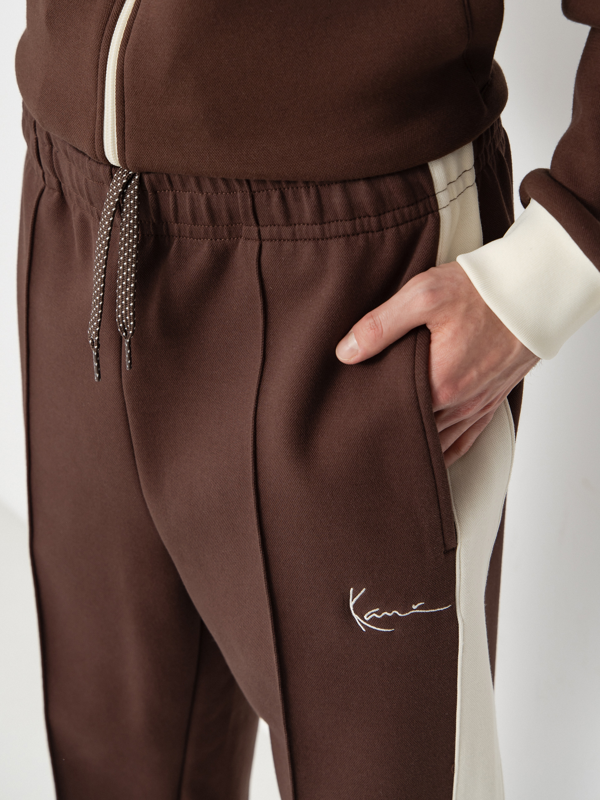Панталони Karl Kani Signature Sidestripe Pique (brown)