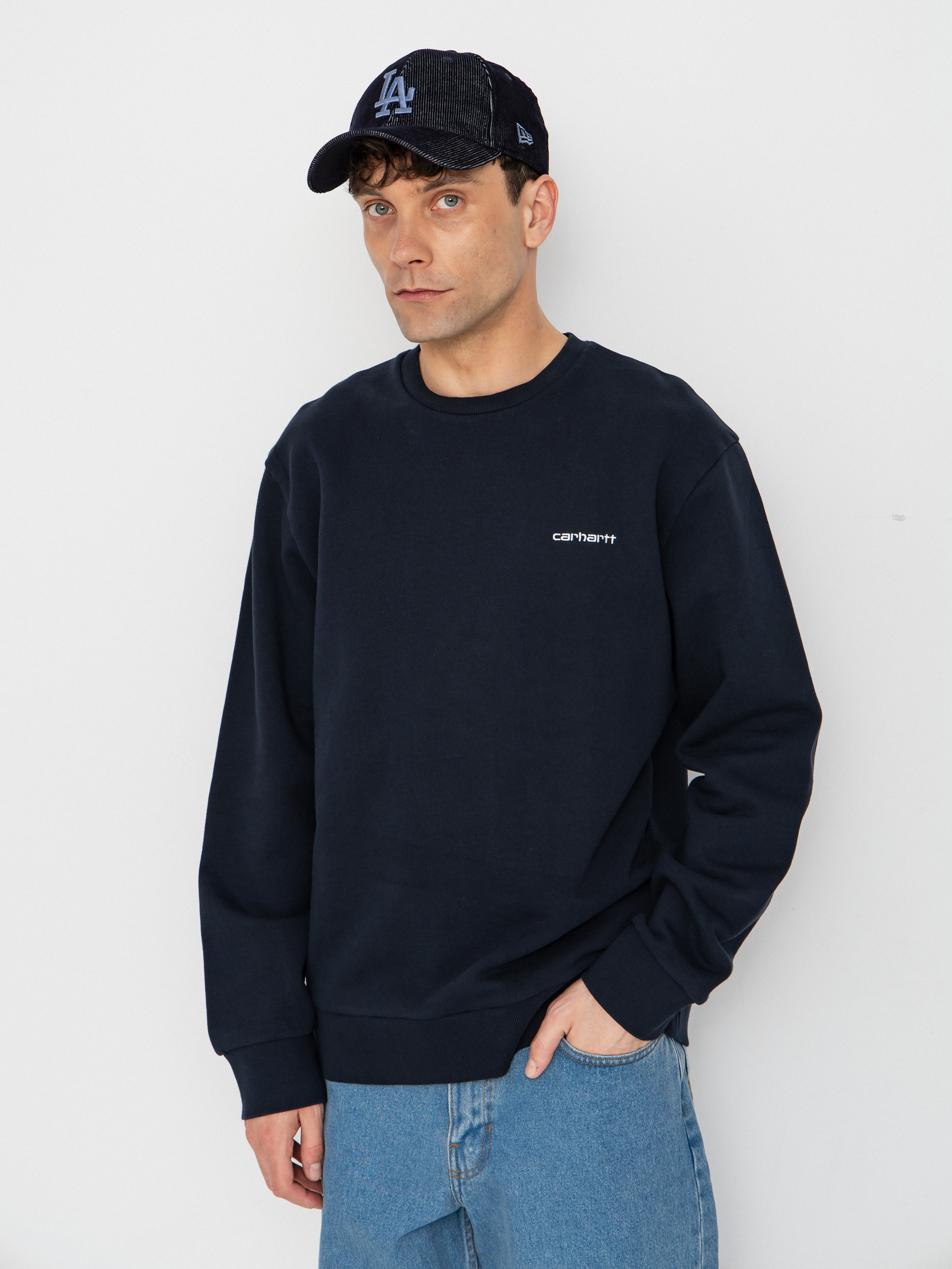 Суитшърт Carhartt WIP Script Embroidery (deep night/white)