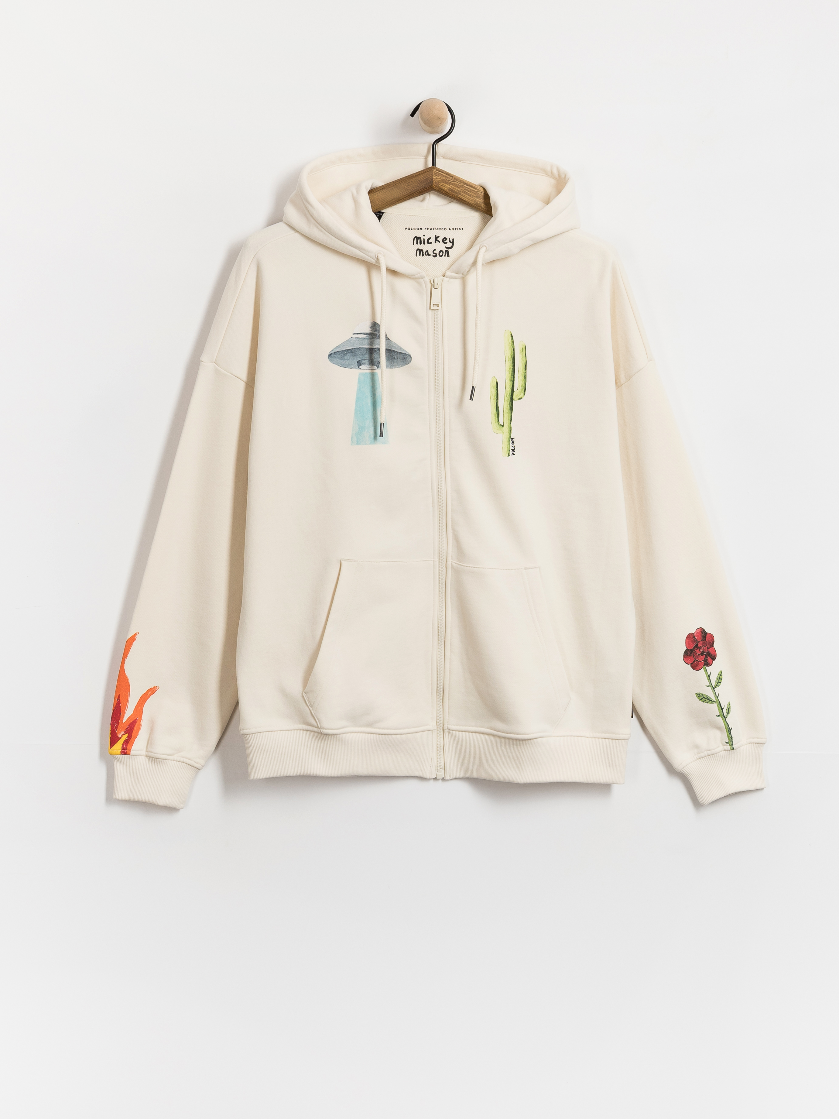 Суитшърт с качулка Volcom Fa Mickey Mason ZHD Wmn (off white)