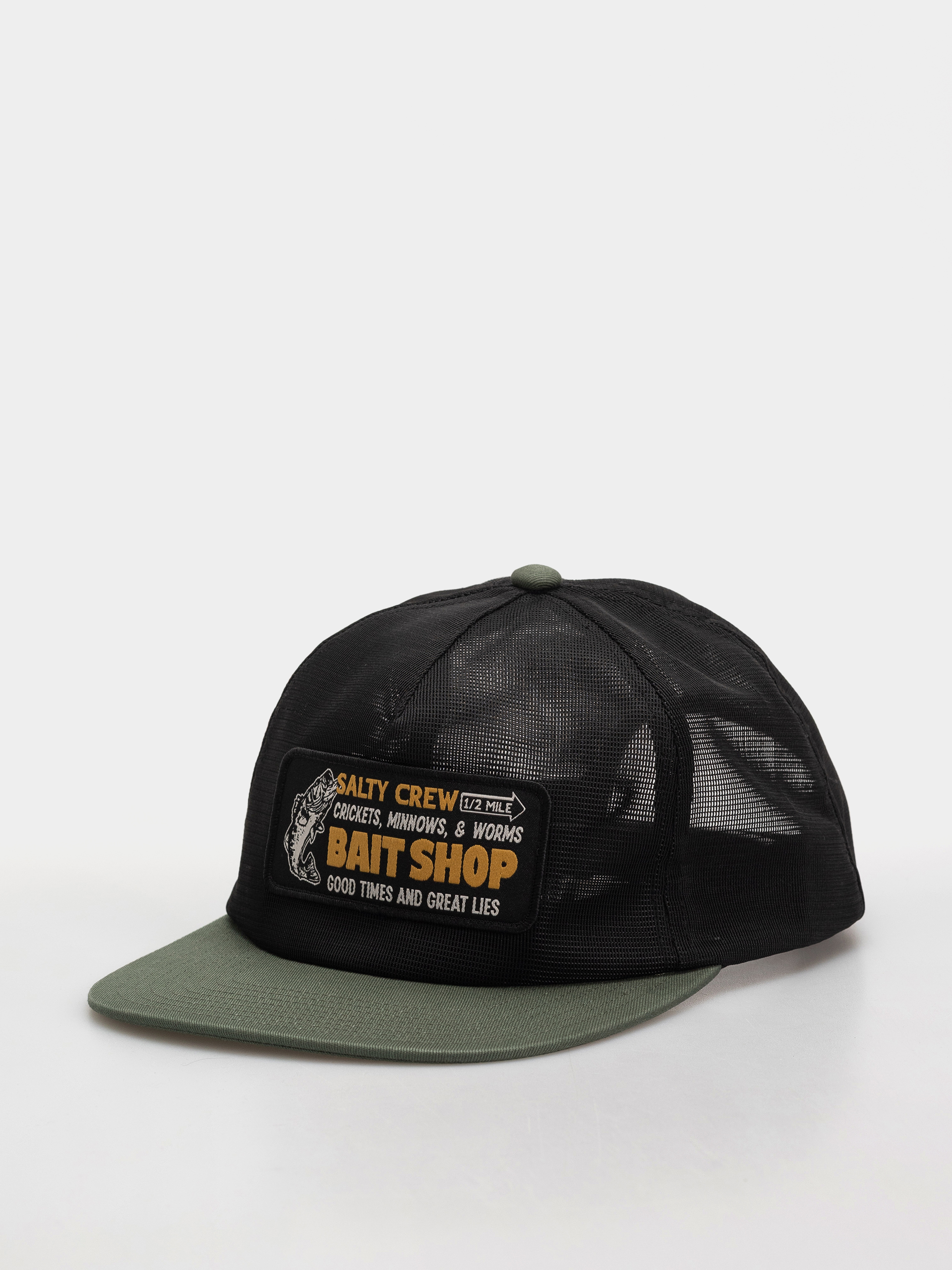 u0428u0430u043fu043au0430 u0441 u043au043eu0437u0438u0440u043au0430 Salty Crew Bait Shop Trucker (green/black)