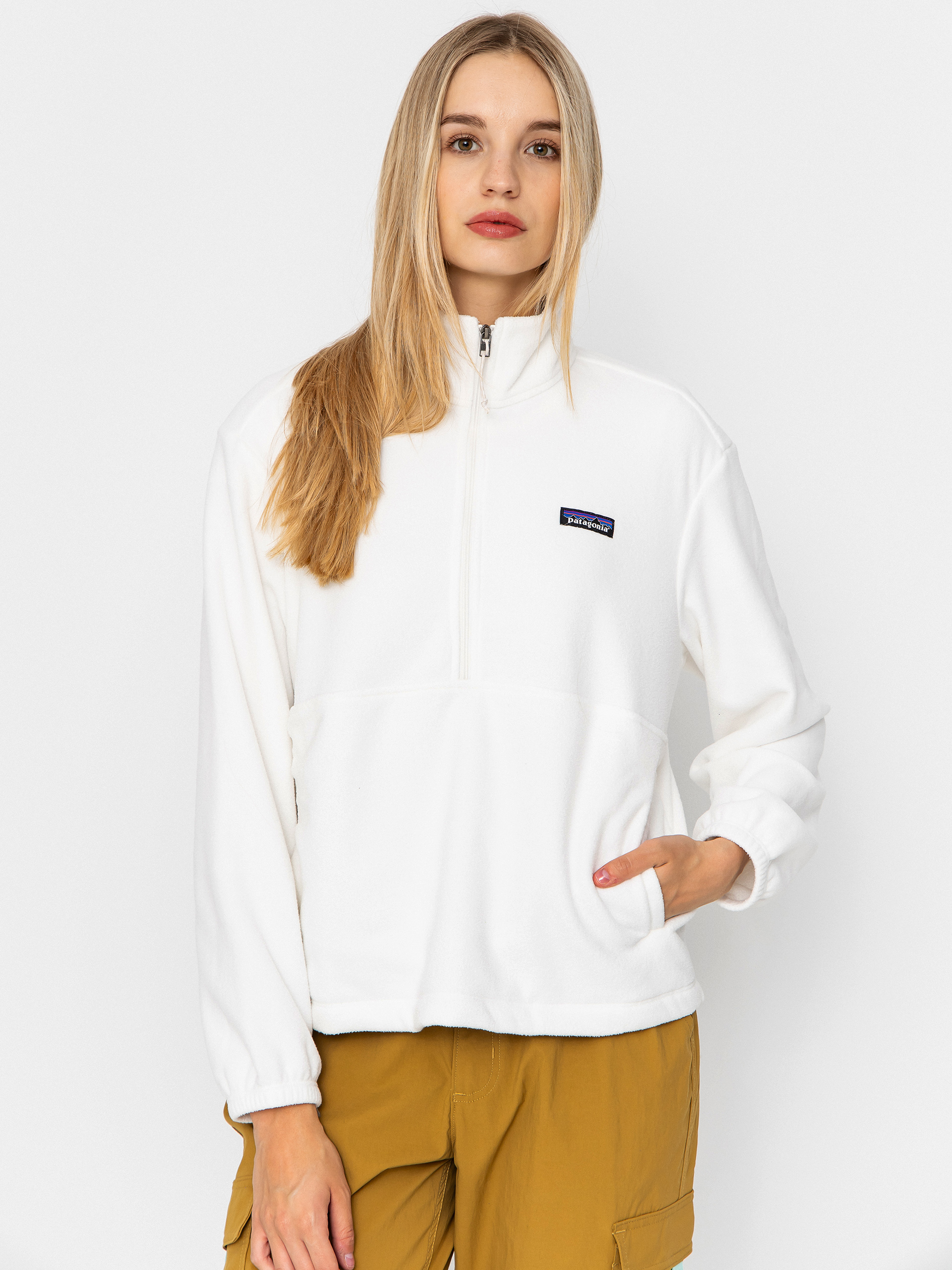 Поларени суитшърт Patagonia Micro D 1/2 Zip Wmn (birch white)