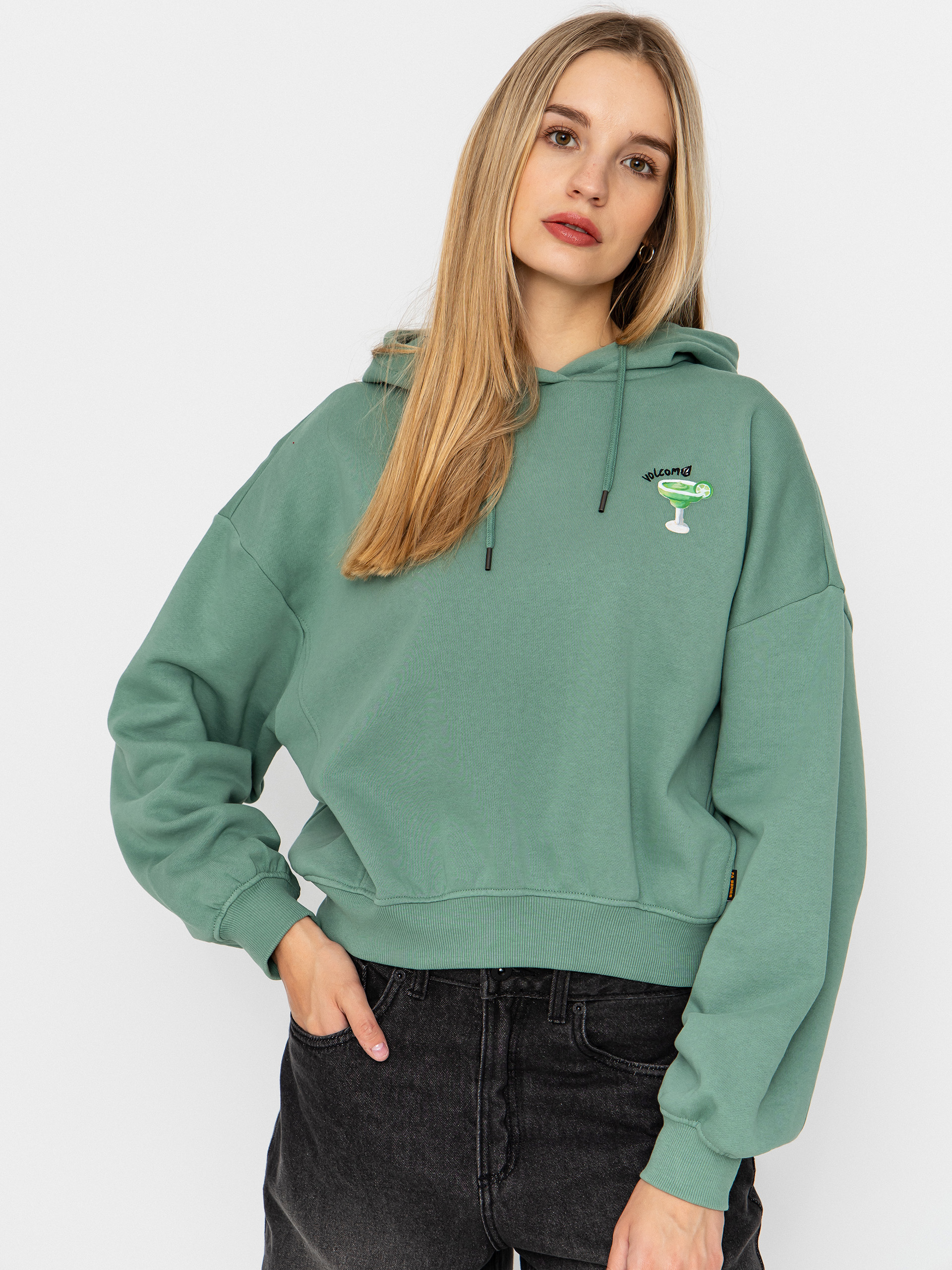 Суитшърт с качулка Volcom Fa Mickey Mason HD Wmn (evergreen)