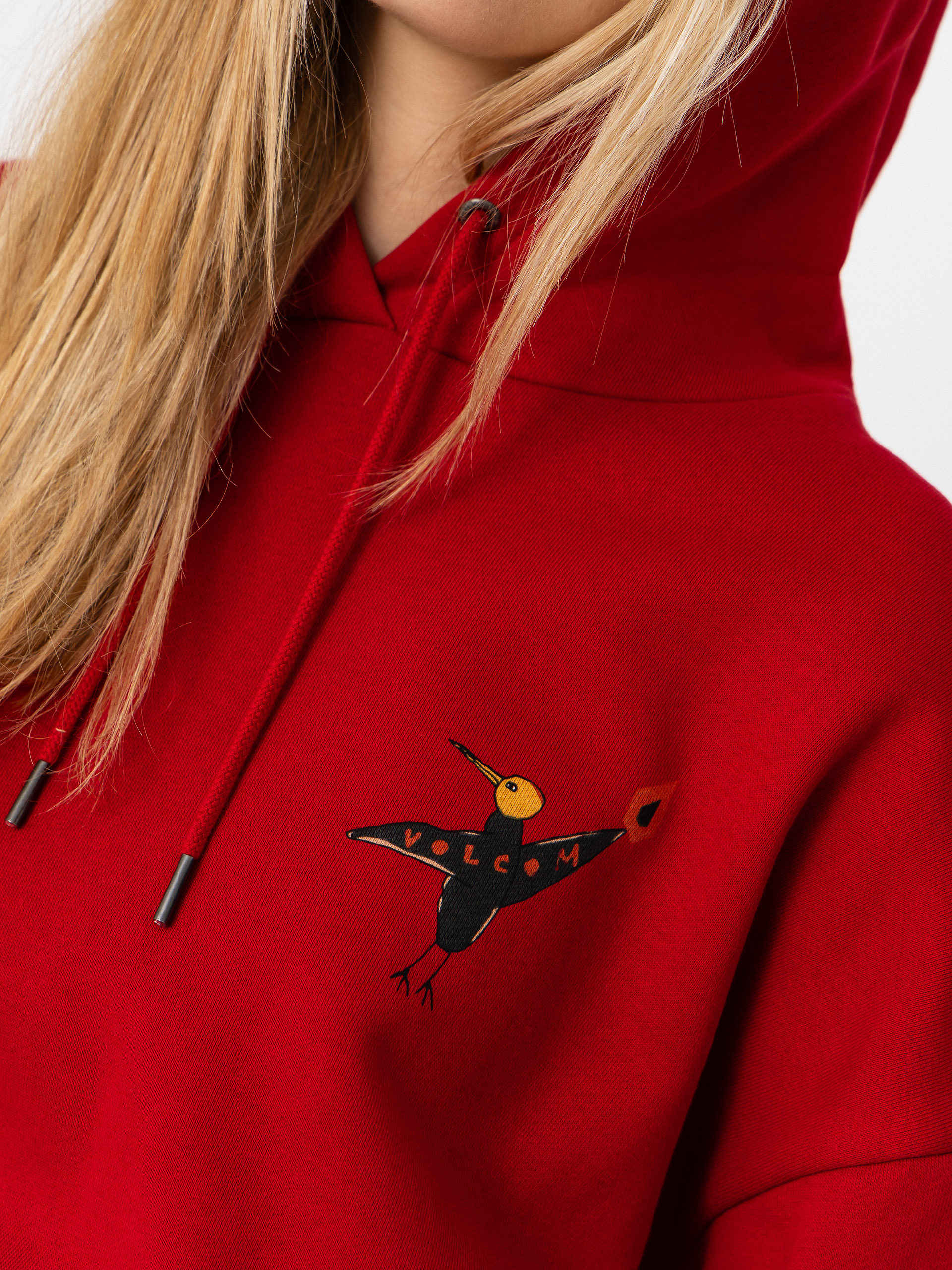 Суитшърт с качулка Volcom Moove On HD Wmn (deep red)