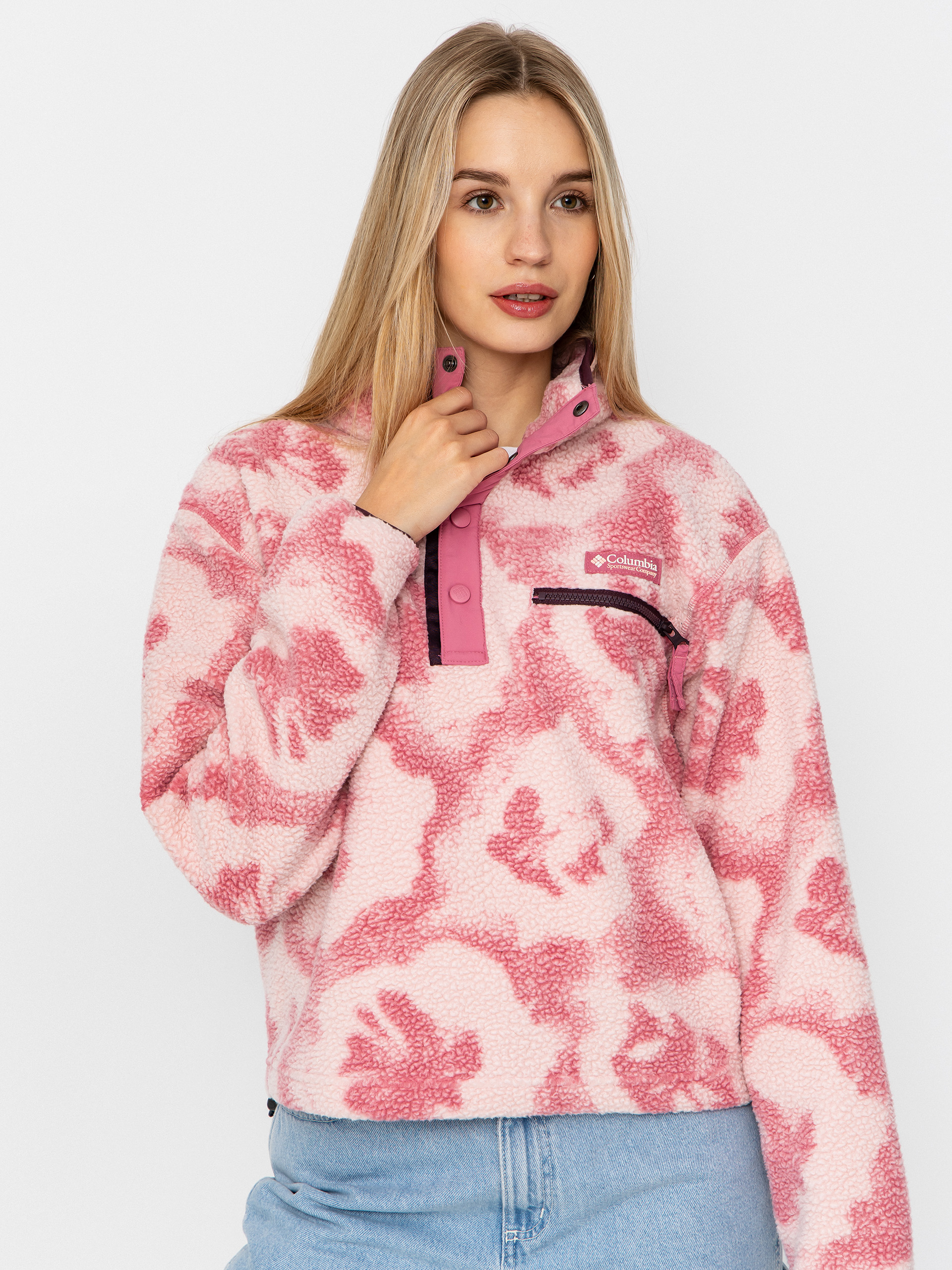 Поларени суитшърт Columbia Helvetia II Printed Cropped Half Snap Wmn