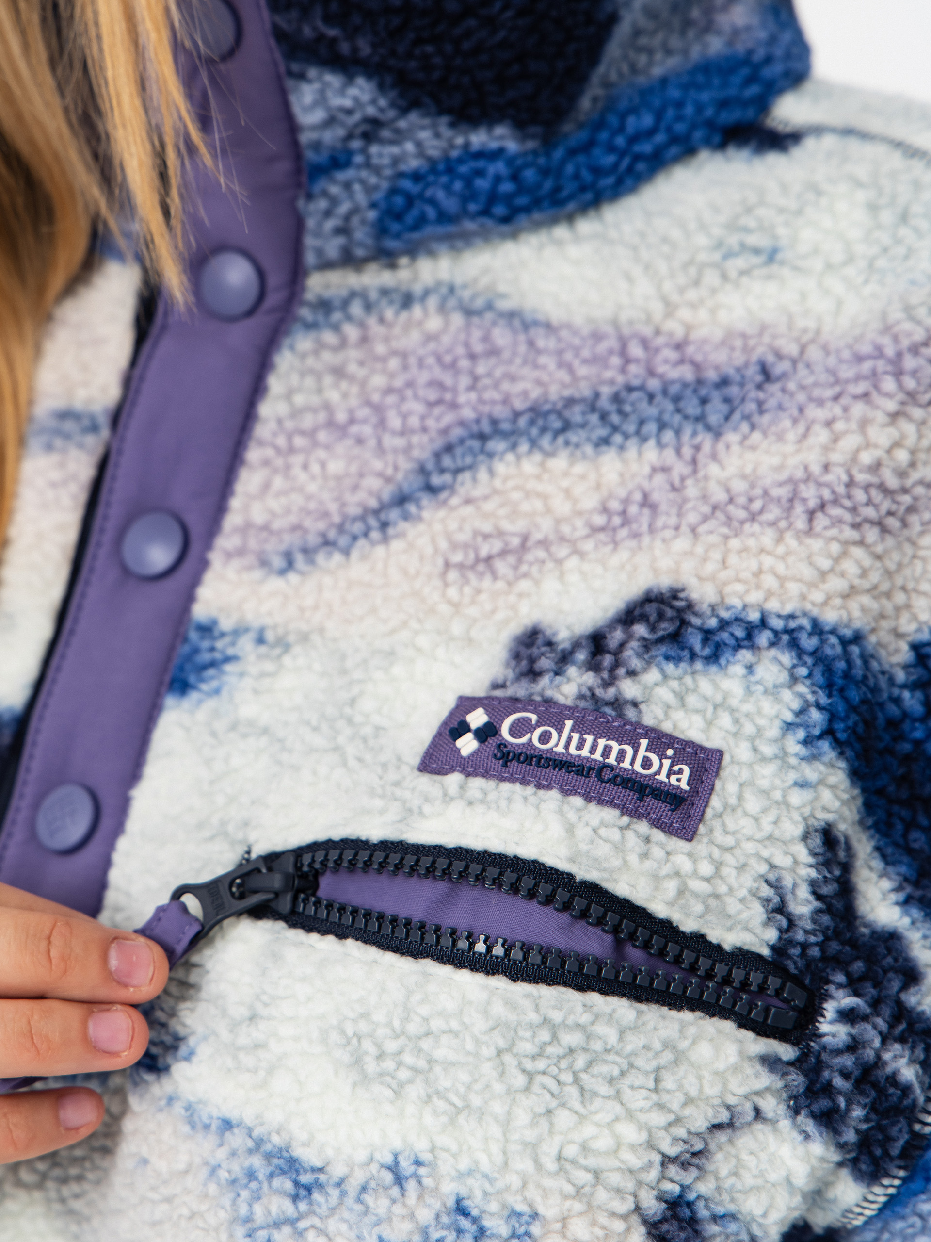 Дамски Поларени суитшърт Columbia Helvetia II Printed Cropped Half Snap (nocturnal/dreaming)