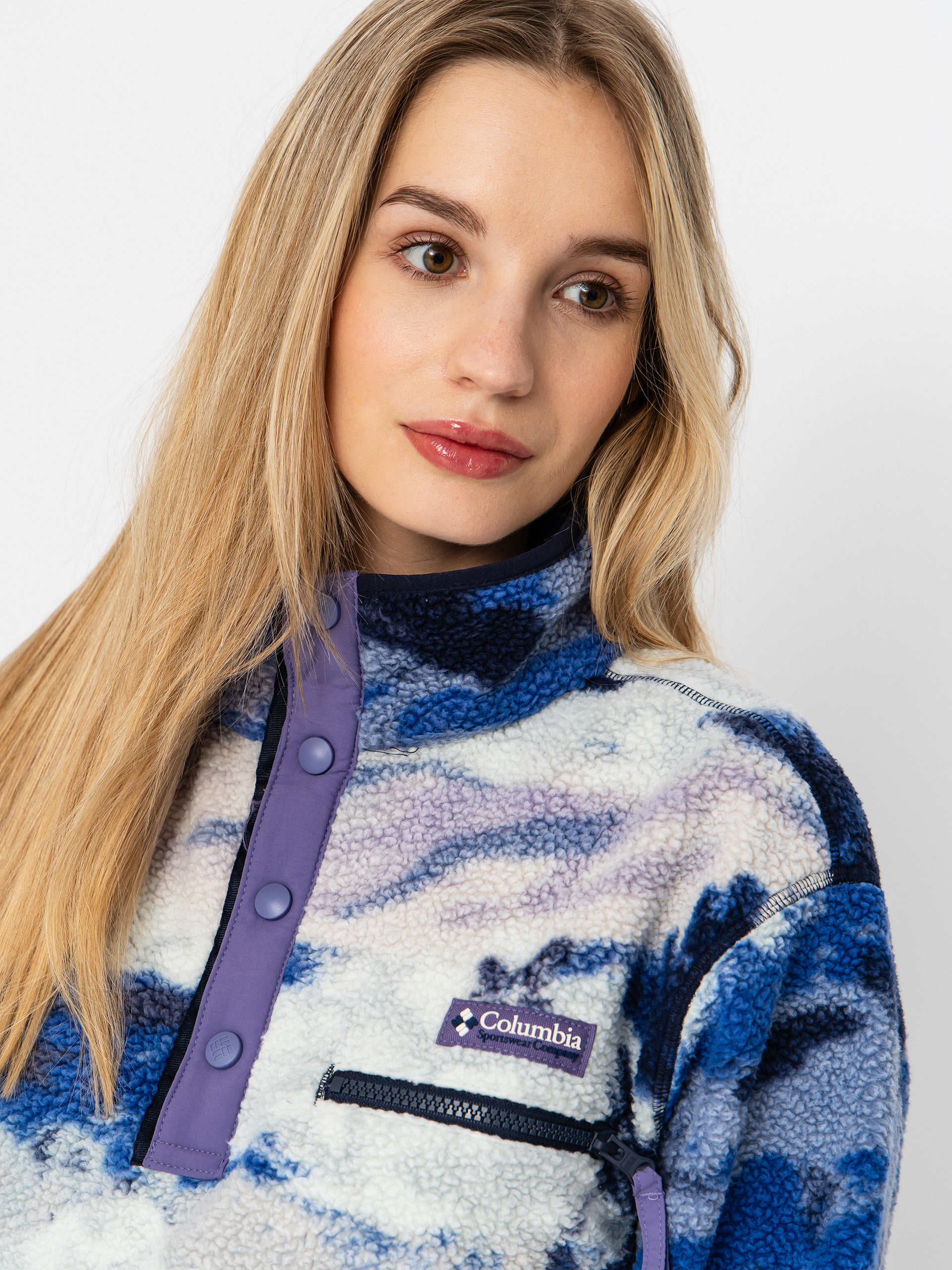 Дамски Поларени суитшърт Columbia Helvetia II Printed Cropped Half Snap (nocturnal/dreaming)