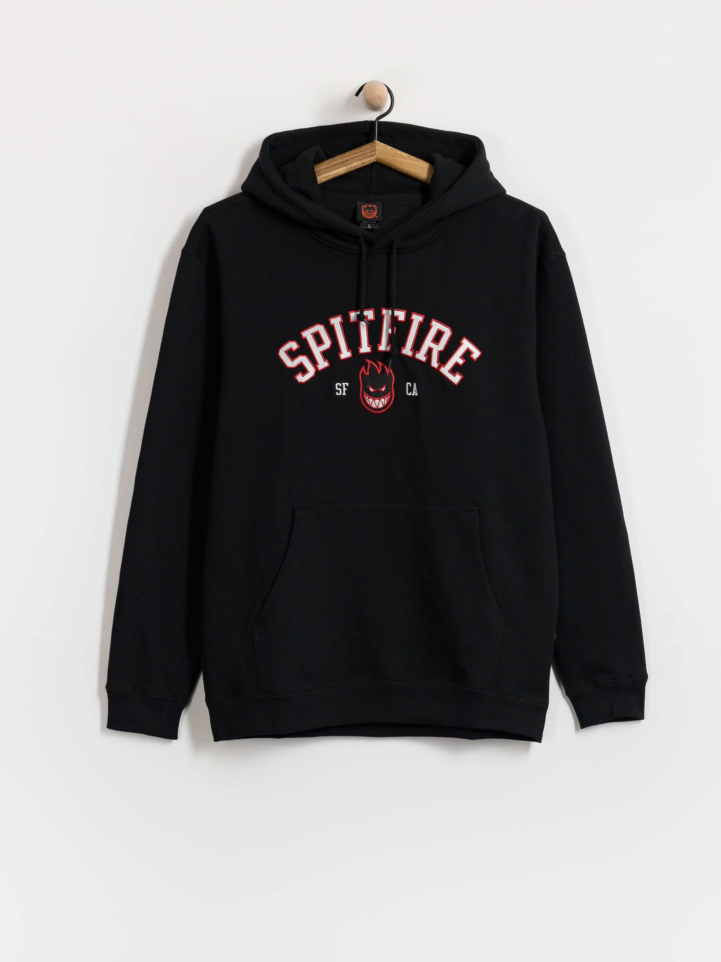 Суитшърт с качулка Spitfire Team Bighead HD (black w/red white black embroidery)