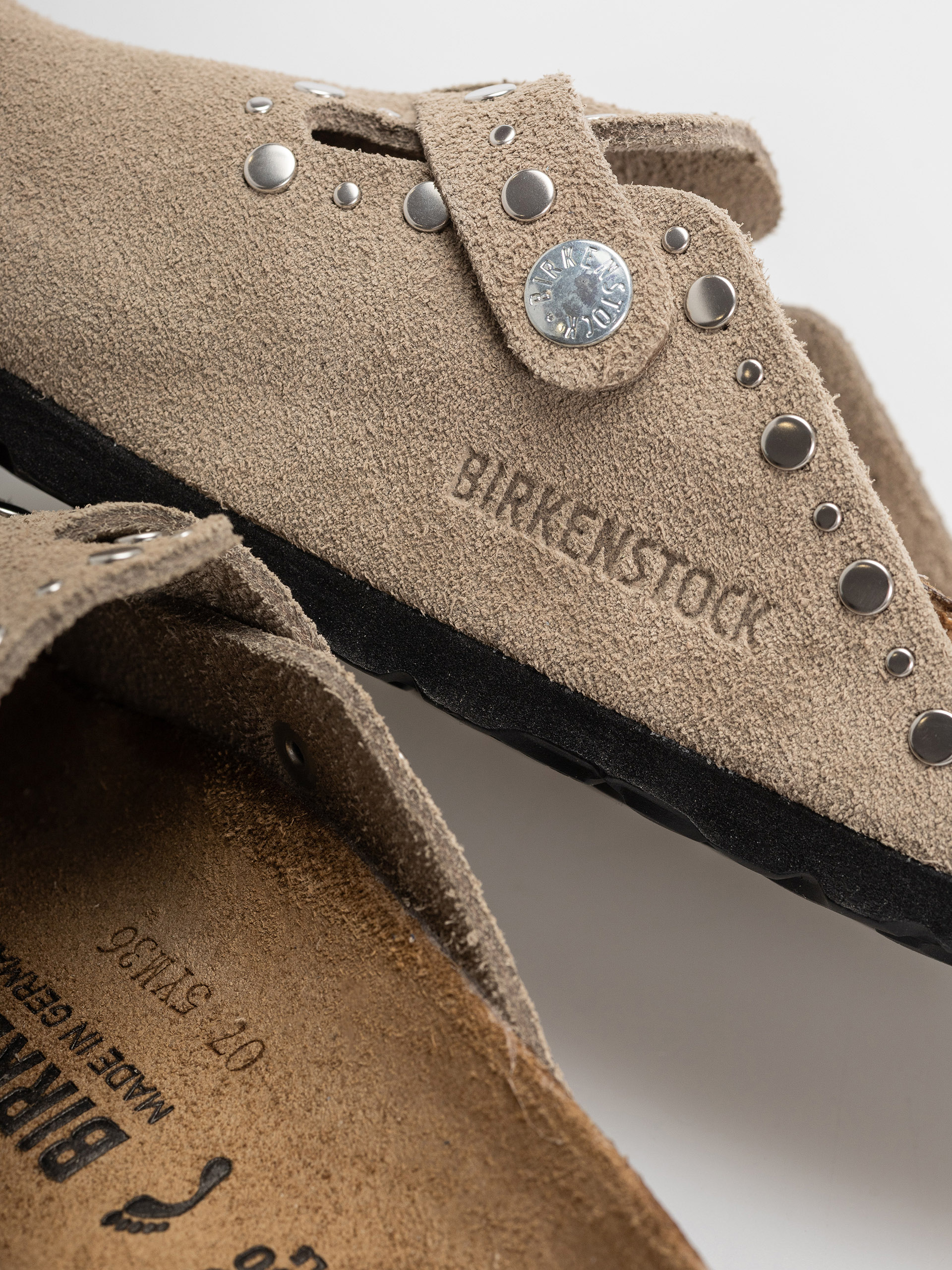 Чехли Birkenstock Boston Rivets Suede Leather Narrow Wmn (taupe)