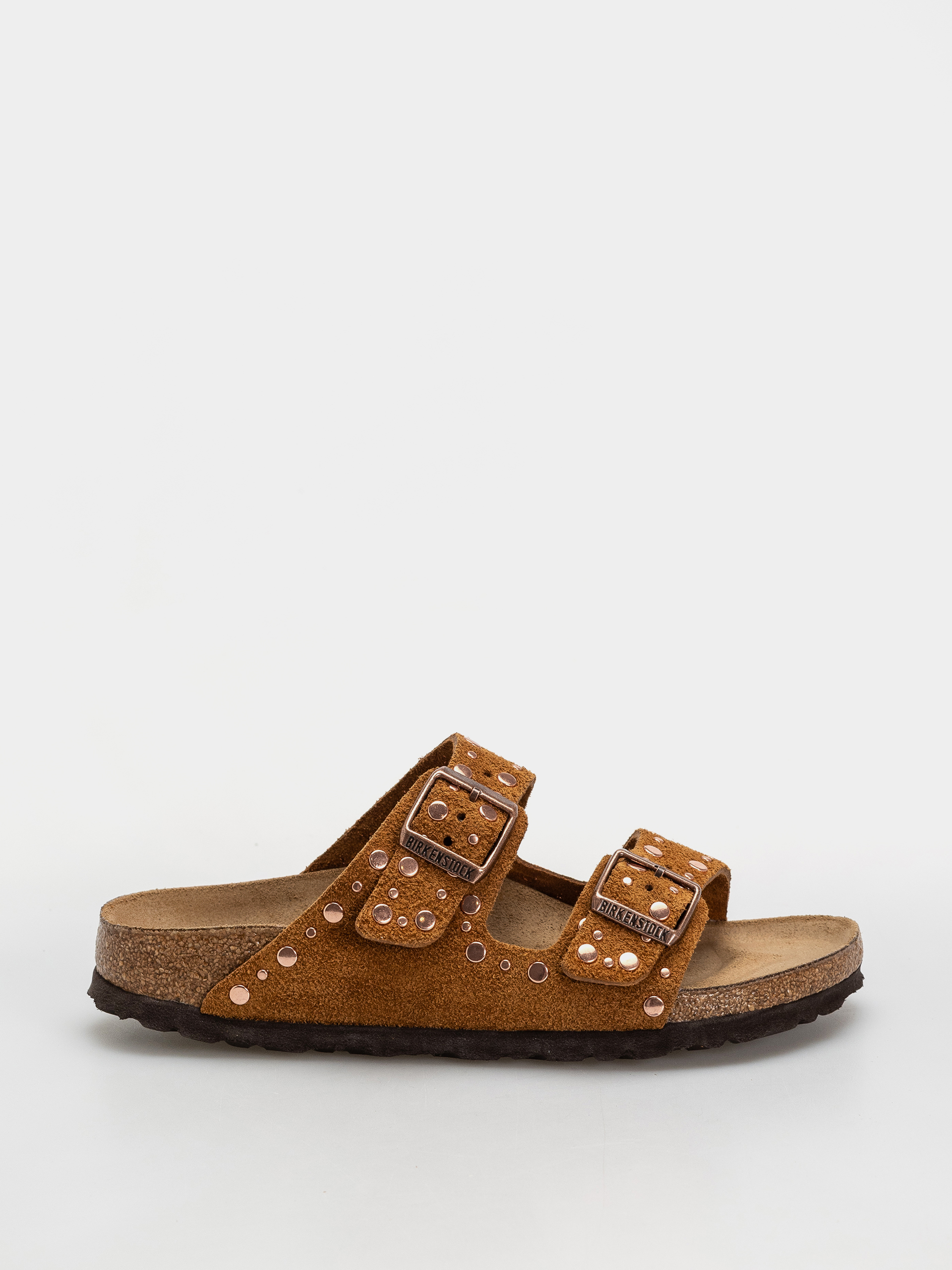 u0427u0435u0445u043bu0438 Birkenstock Arizona Rivets Suede Leather Narrow Wmn (mink)