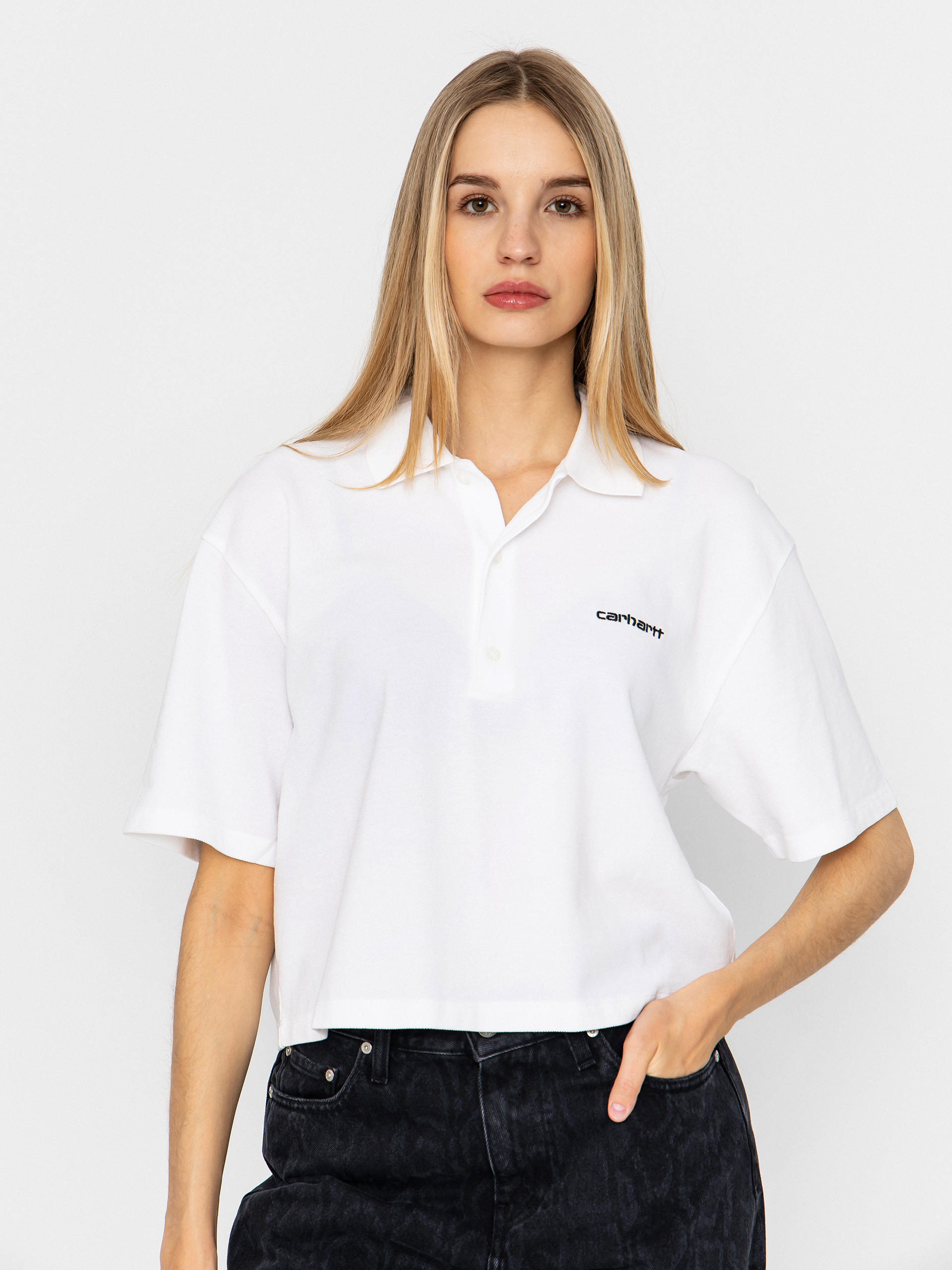 Тениска Carhartt WIP Script Polo Wmn (white/black)