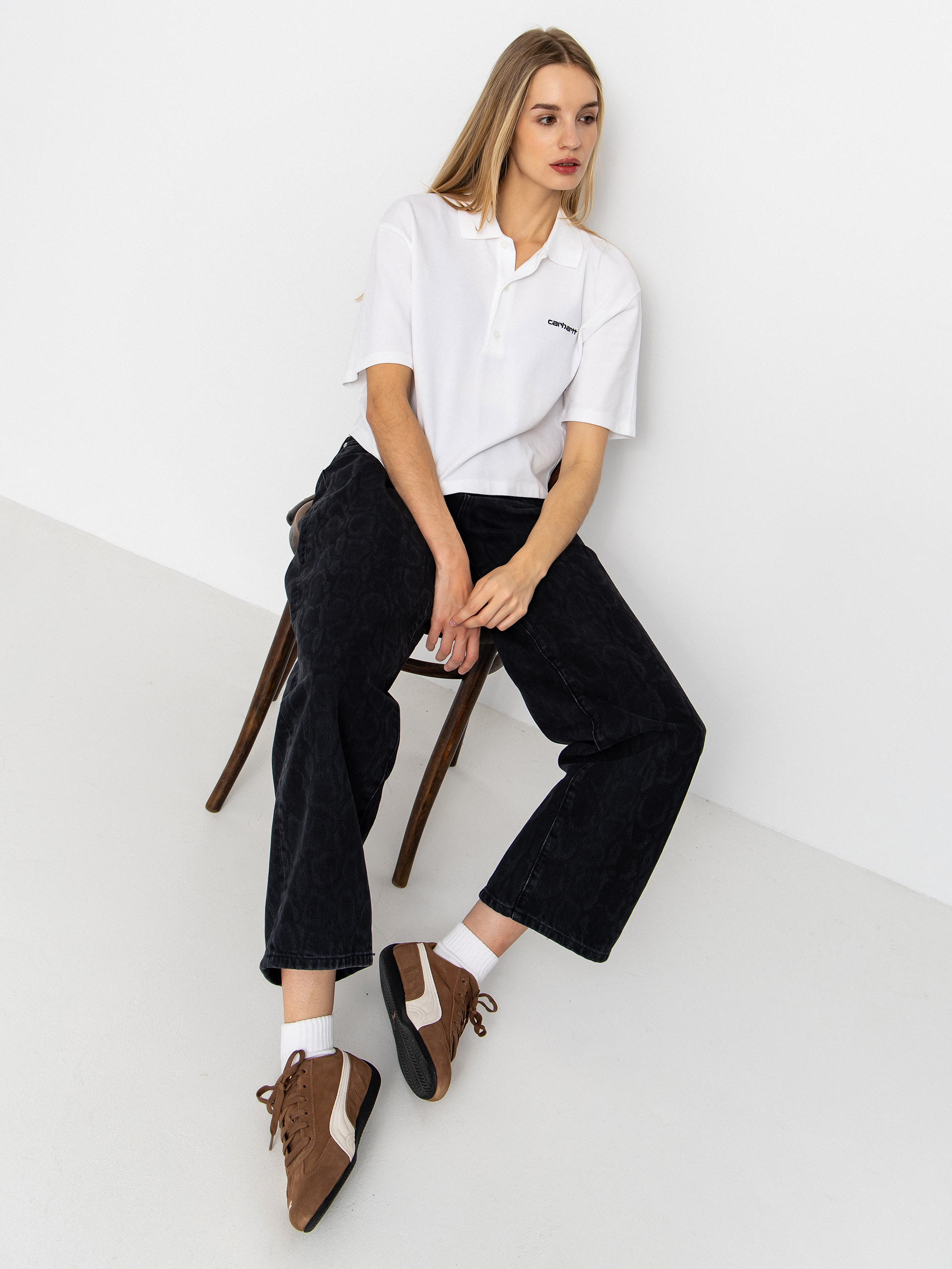 Тениска Carhartt WIP Script Polo Wmn (white/black)