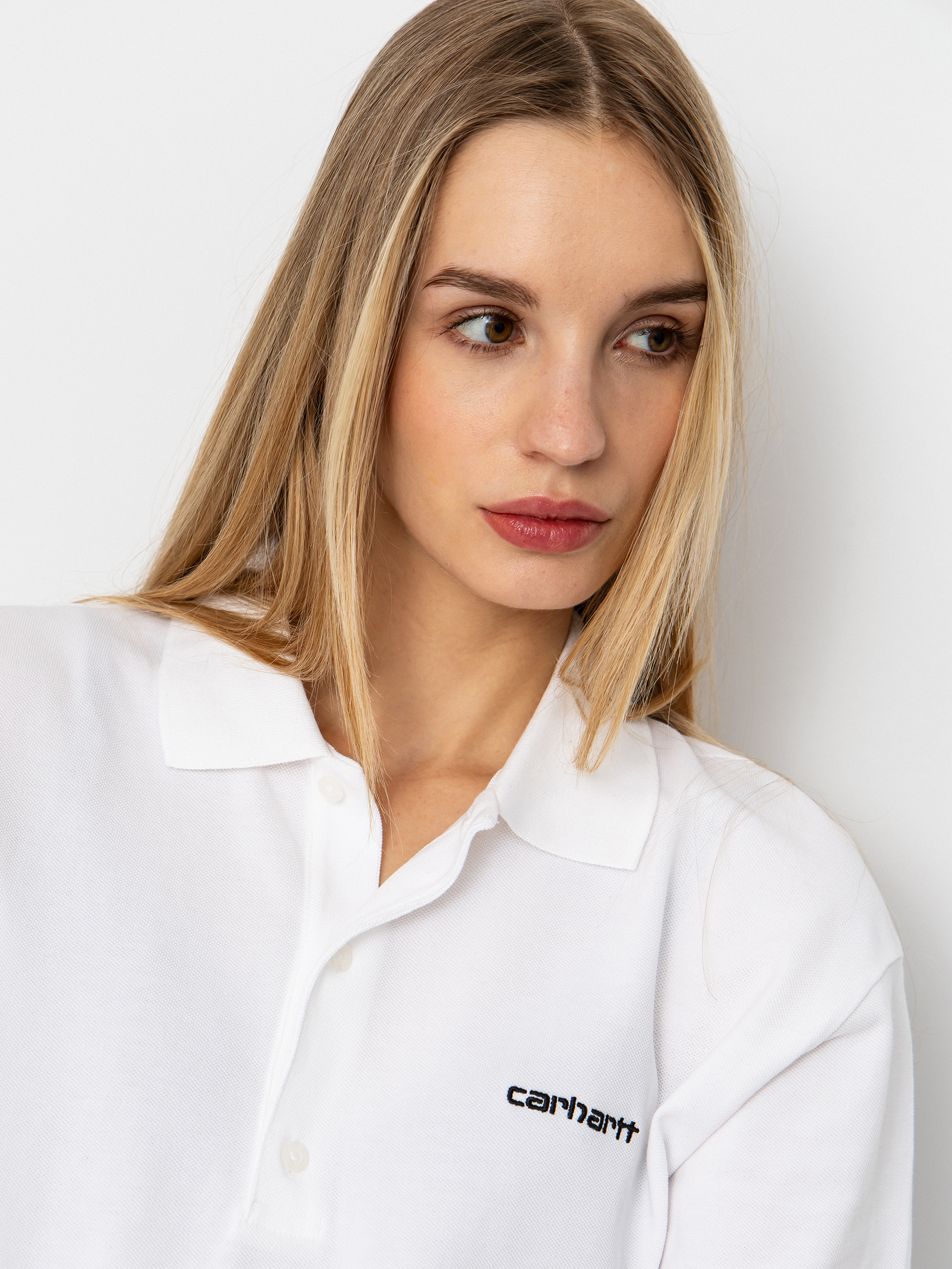 Тениска Carhartt WIP Script Polo Wmn (white/black)