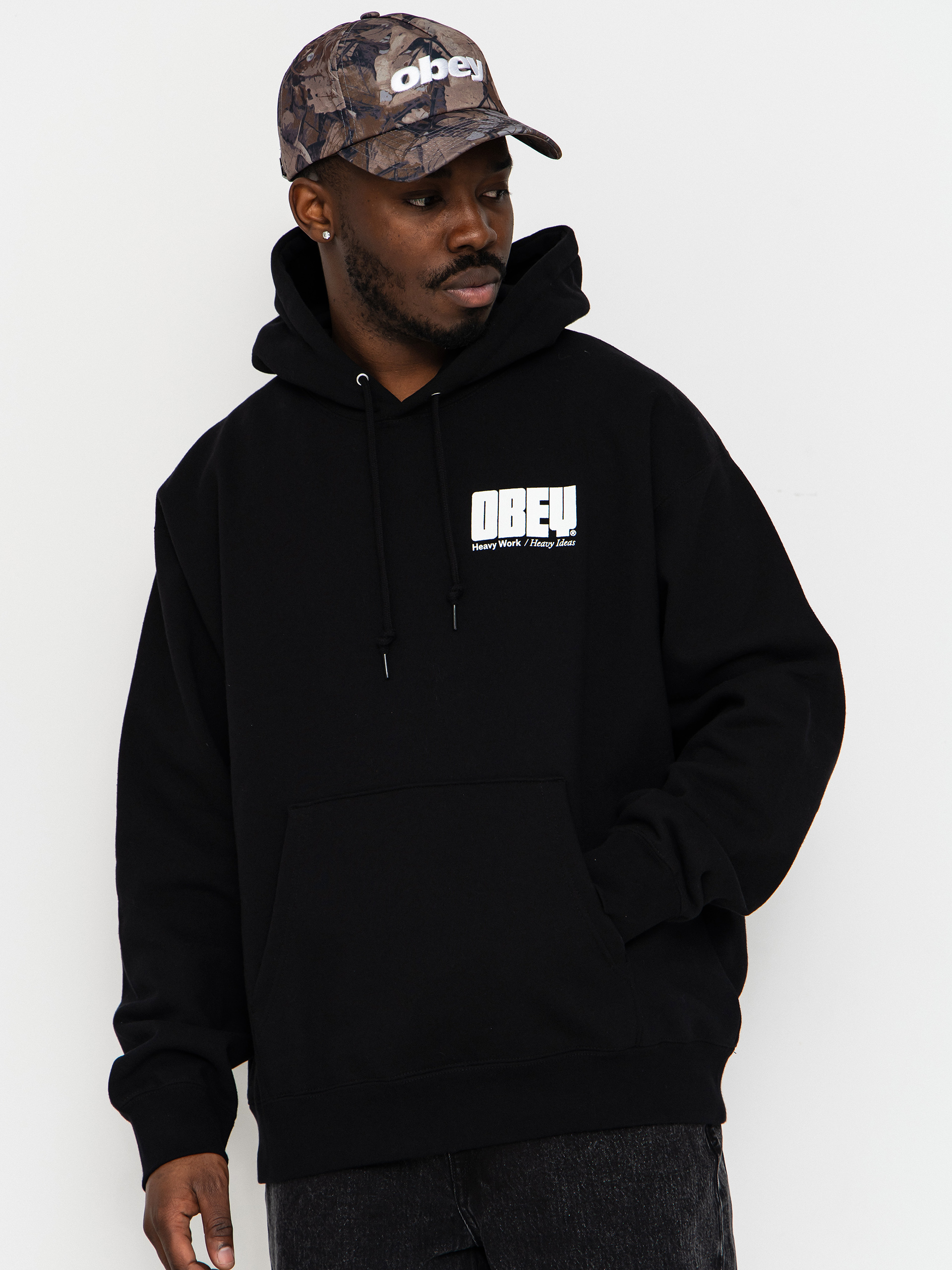 Суитшърт с качулка OBEY Heavy Ideas HD (black)