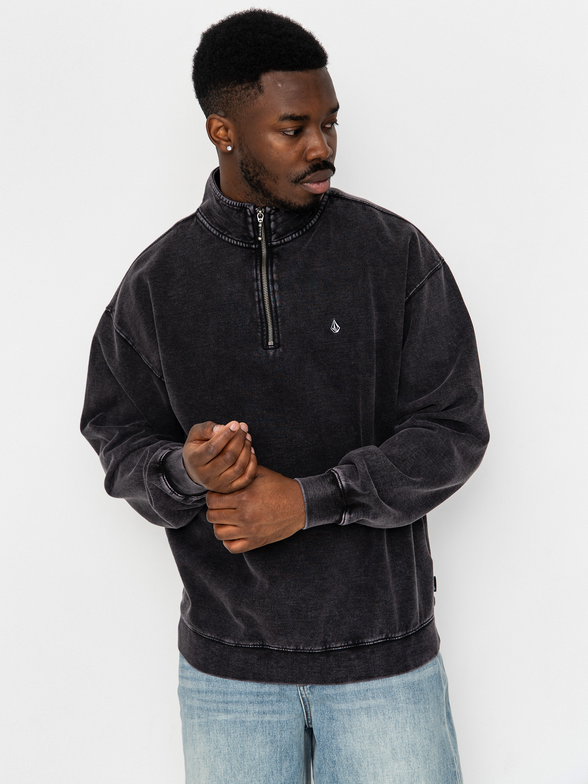 Суитшърт Volcom Single Stone Quarter ZIP (light acid black)