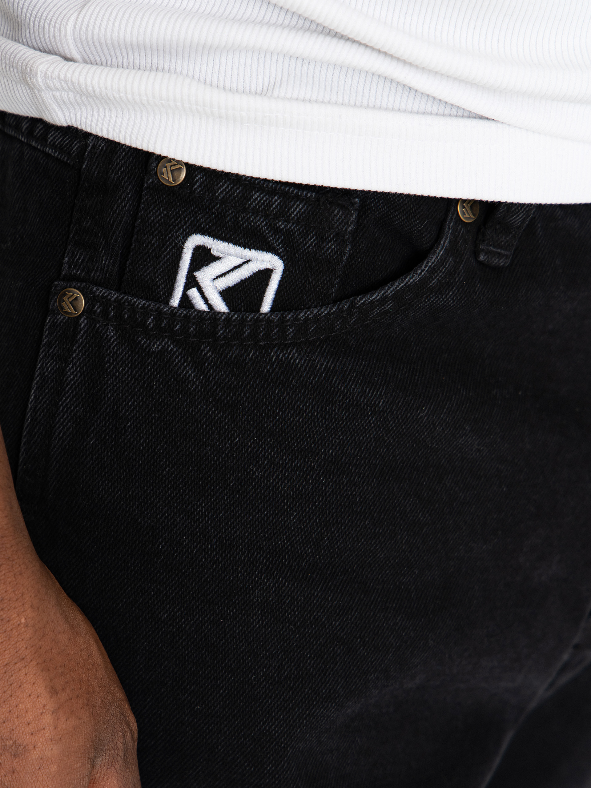 Панталони Karl Kani Retro Tapered Workwear Denim (vintage black)