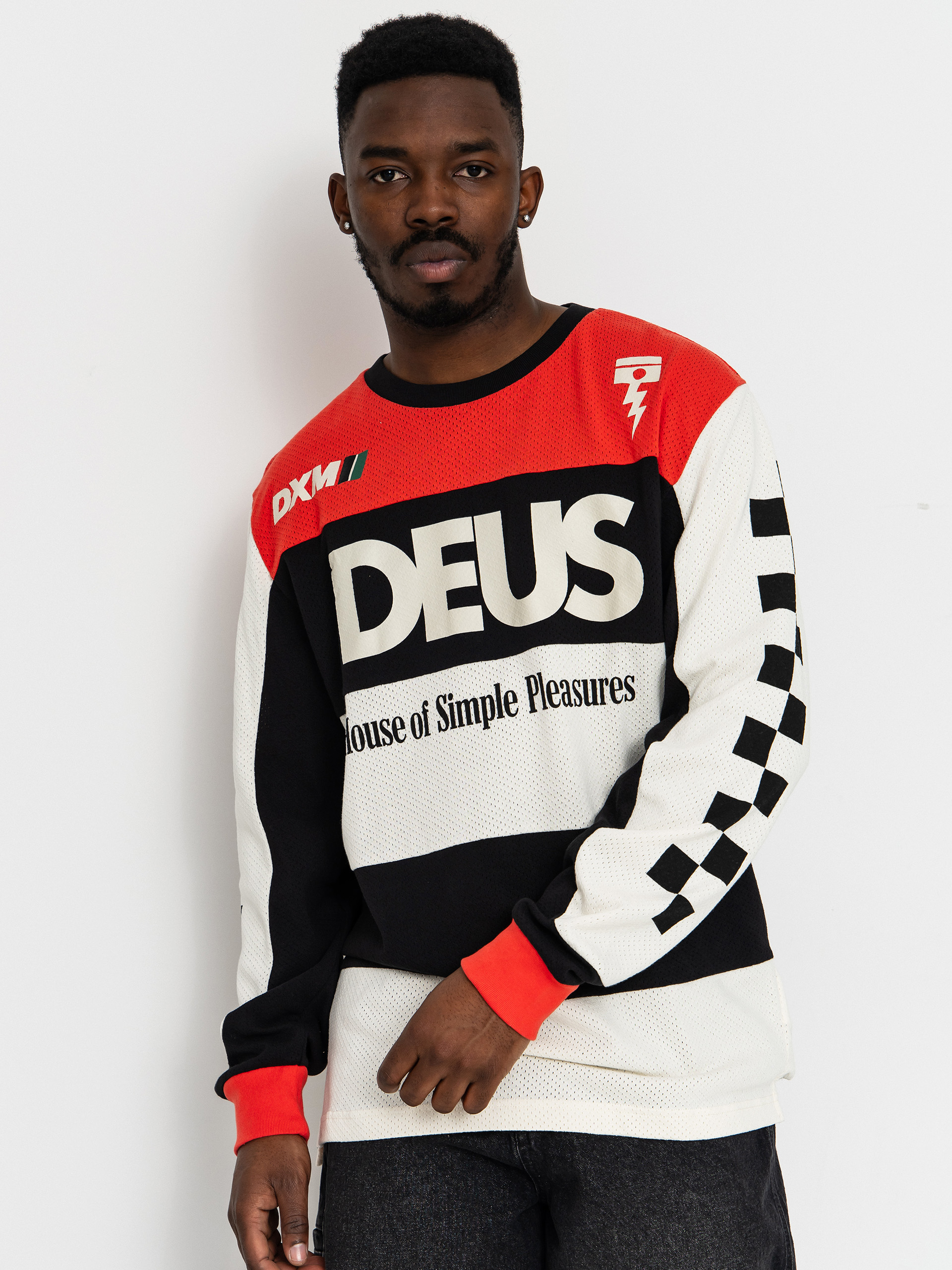 Блуза Deus Ex Machina Vilander Moto Jersey (valiant red combo)