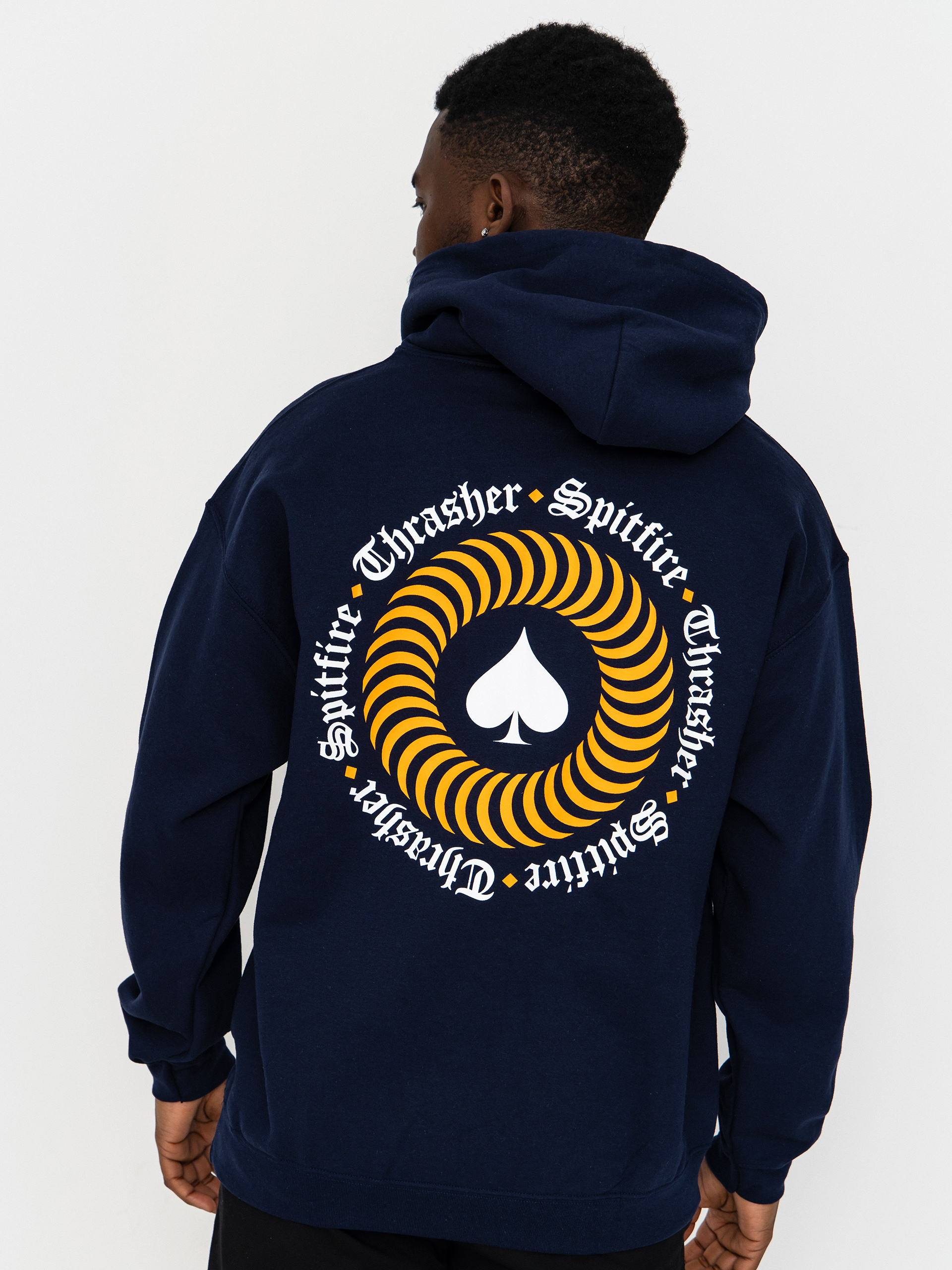 Суитшърт с качулка Thrasher x Spitfire The End Oath HD (navy)