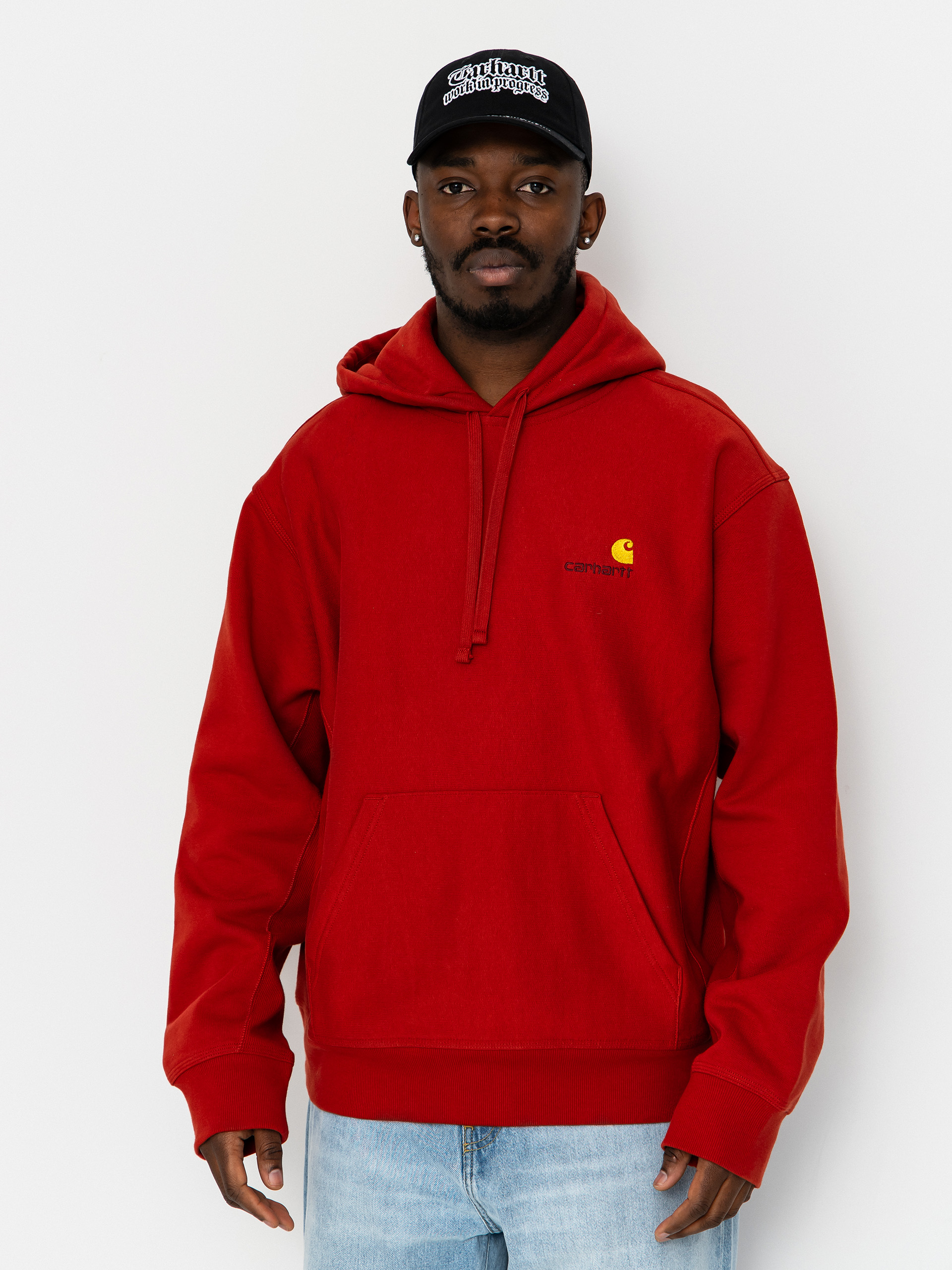 Суитшърт с качулка Carhartt WIP American Script HD (oxide red)