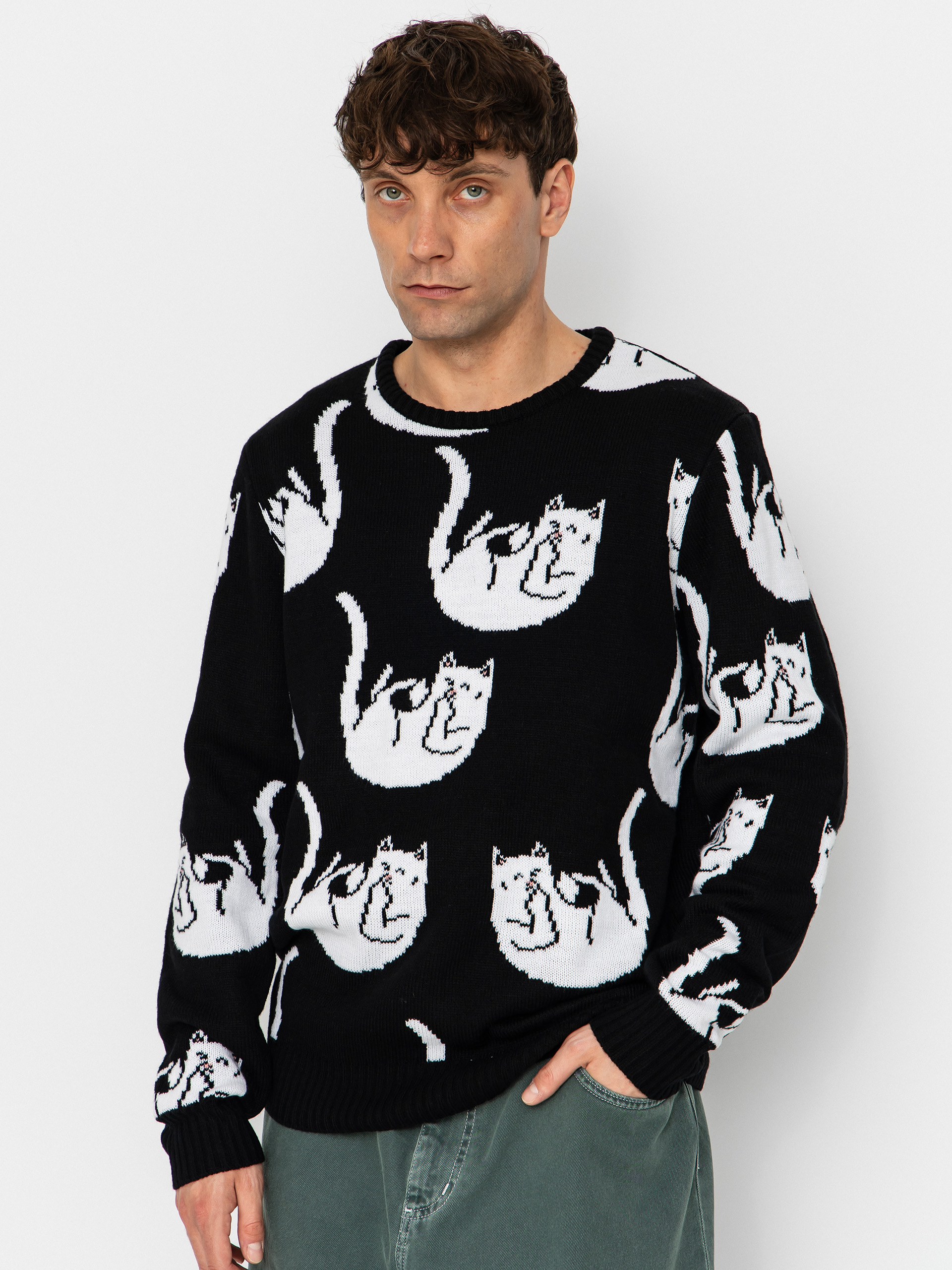 Пуловер RipNDip Falling For Nermal Knit (black)