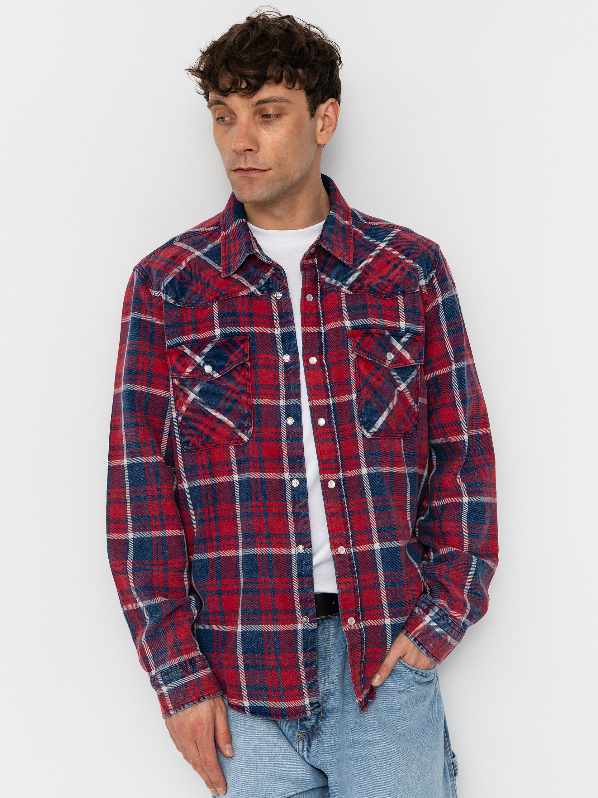 Риза Brixton Waylon Lw Overshirt (denim plaid)