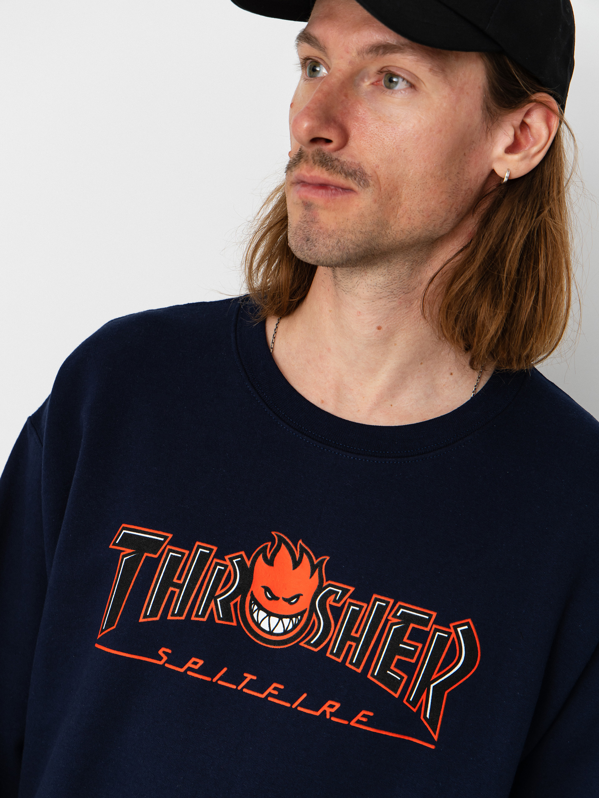 Суитшърт Thrasher x Spitfire Big Head Outline (navy)