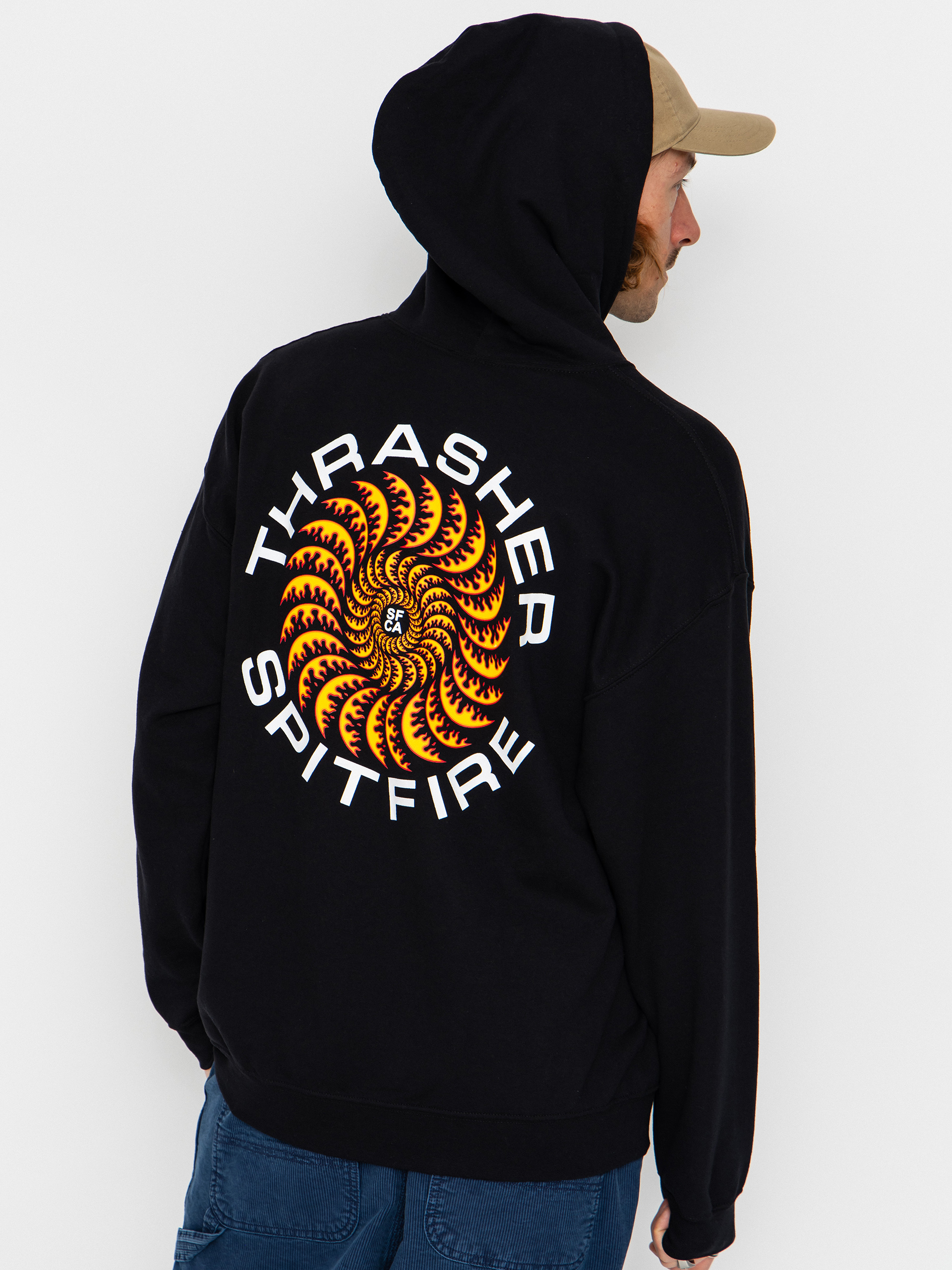 Суитшърт с качулка Thrasher x Spitfire Classic Swirl HD (black)
