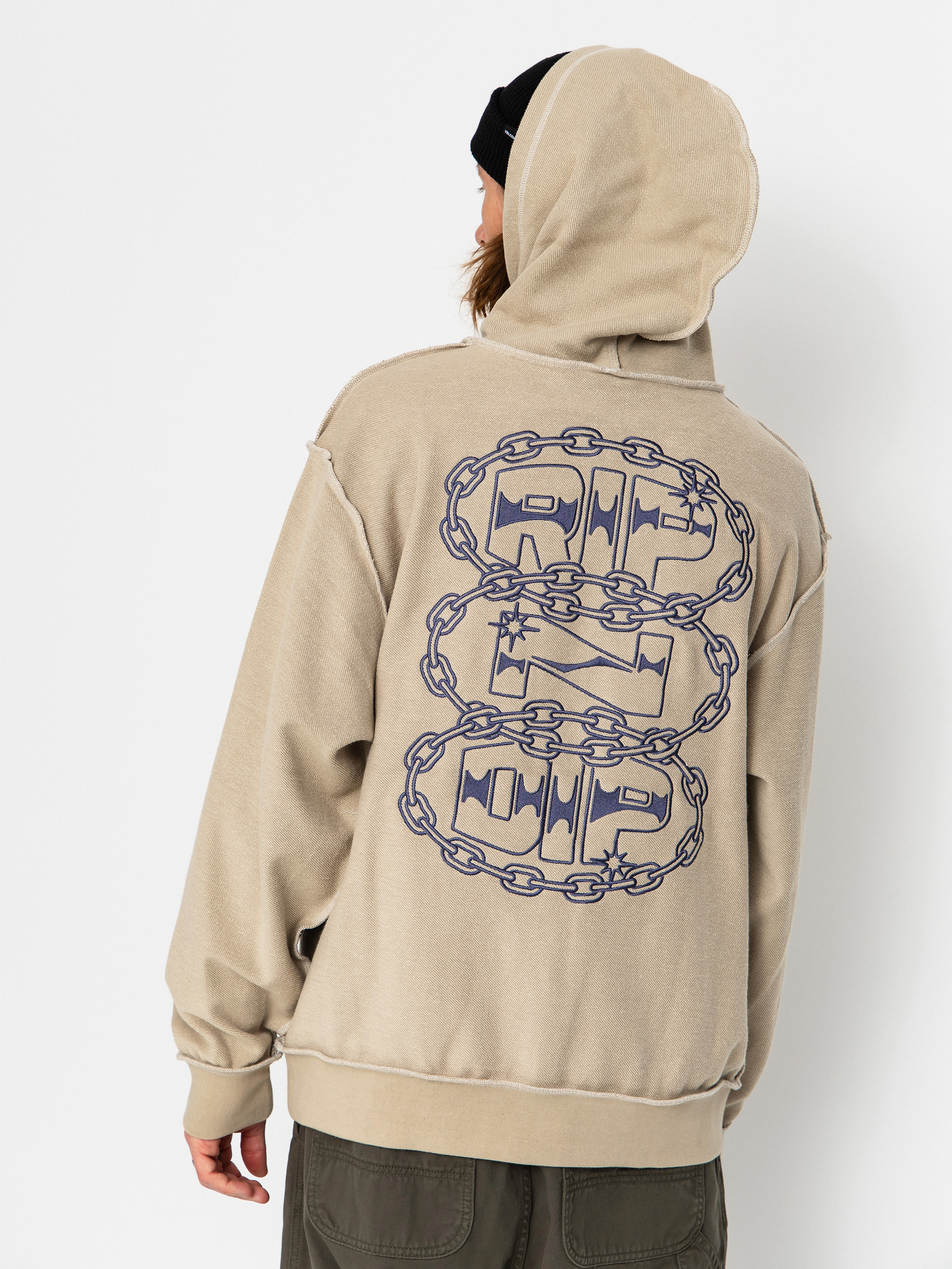 Суитшърт с качулка RipNDip Linked Up Reverse Stitched HD (khaki)