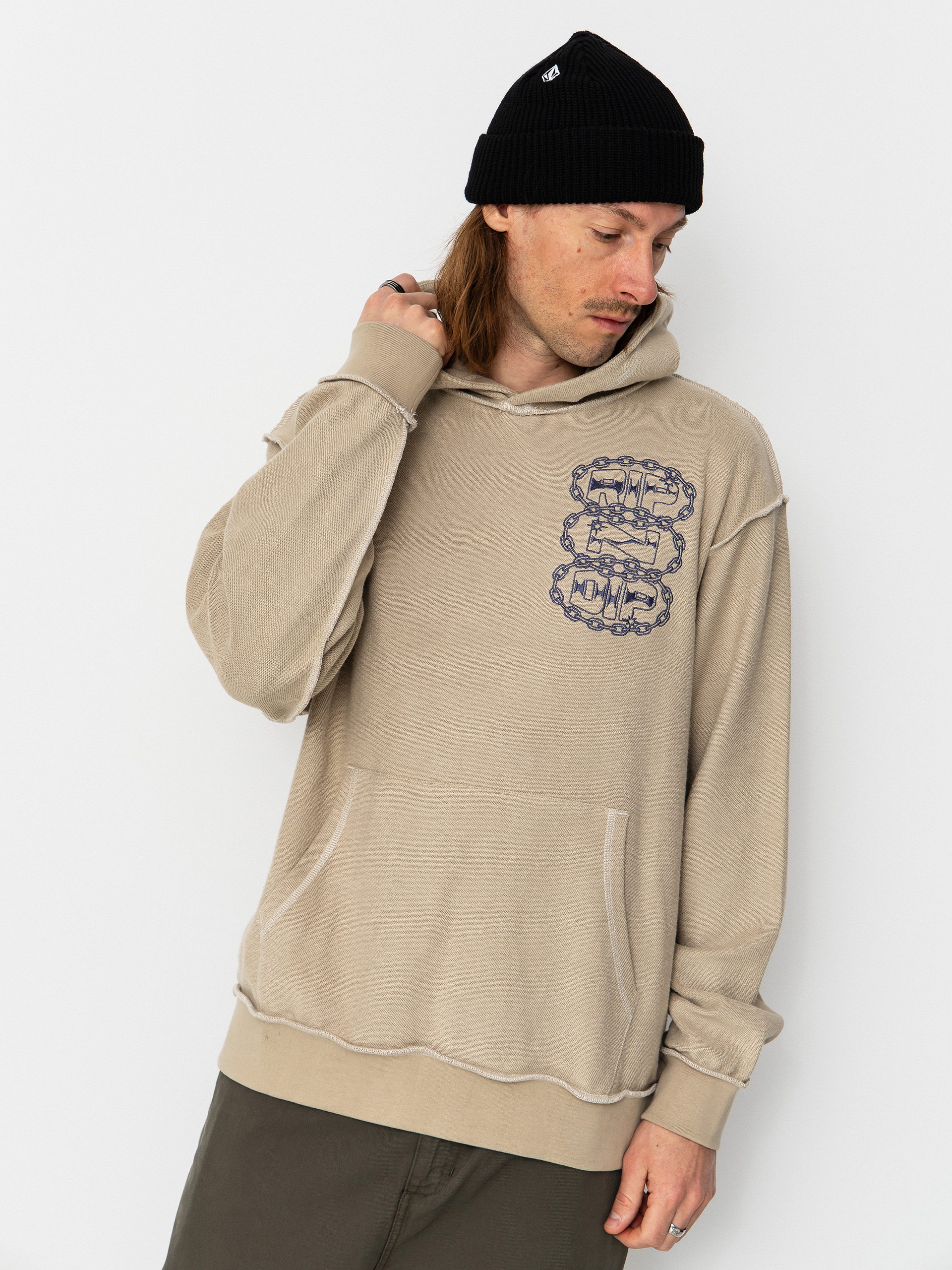 Суитшърт с качулка RipNDip Linked Up Reverse Stitched HD (khaki)