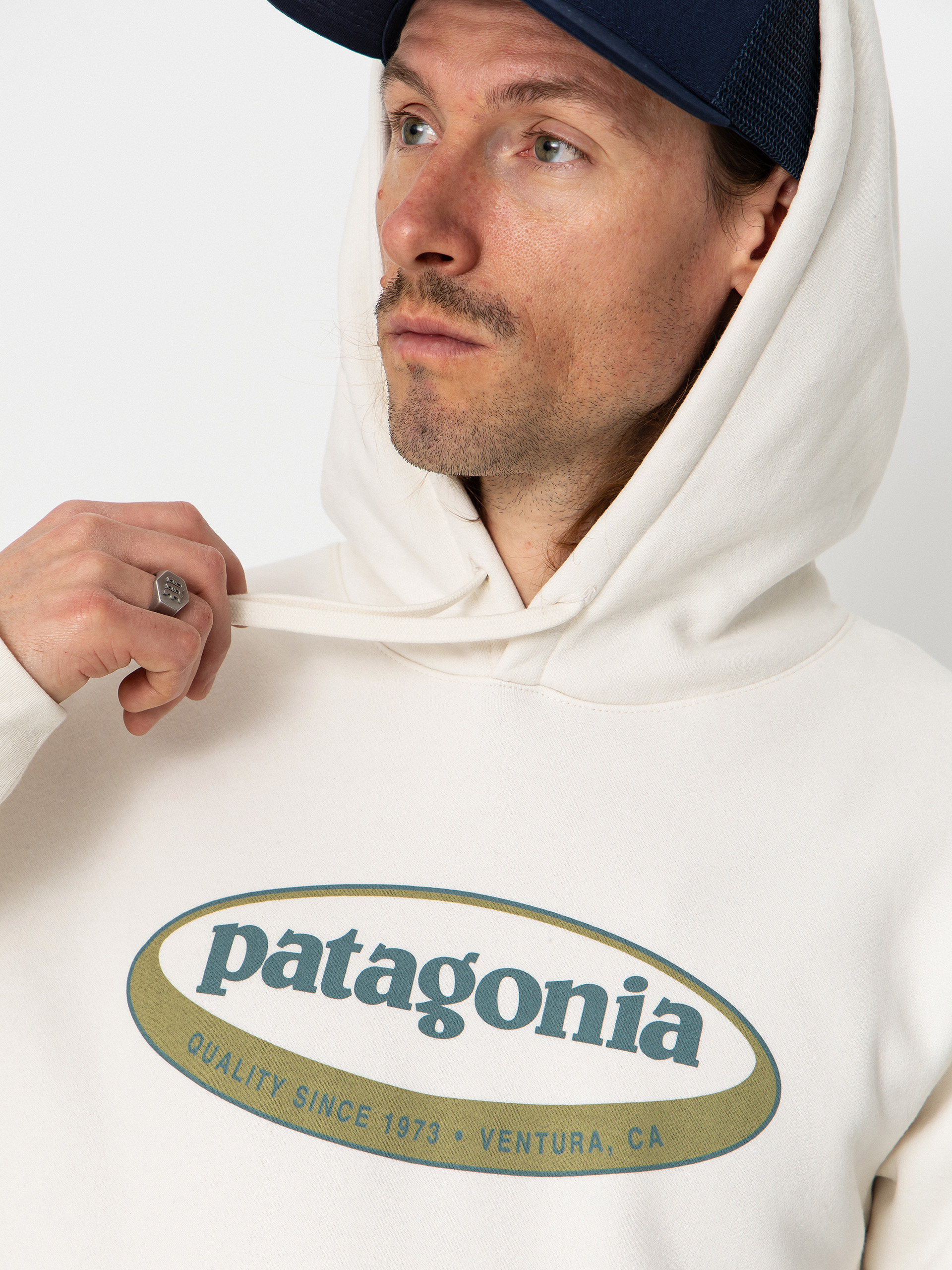 Суитшърт с качулка Patagonia 95 Oval Logo Uprisal HD (birch white)