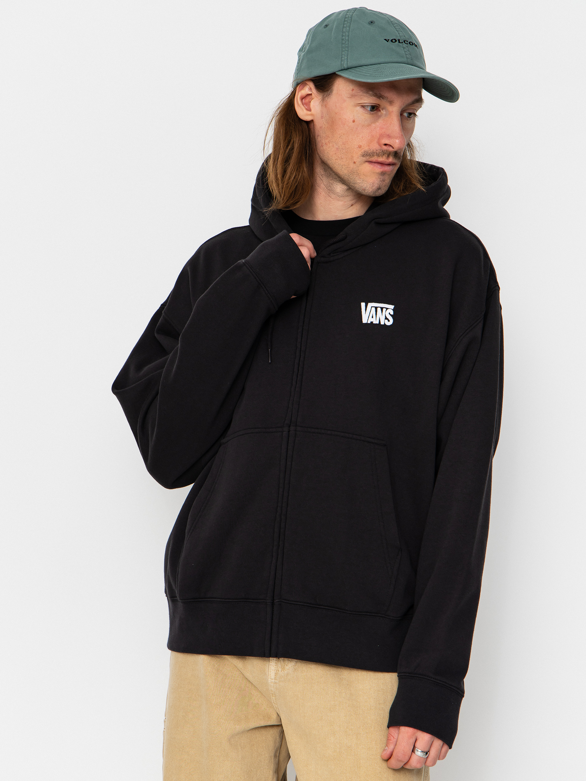 Суитшърт Vans Stretch Logo Full Zip (black/white)