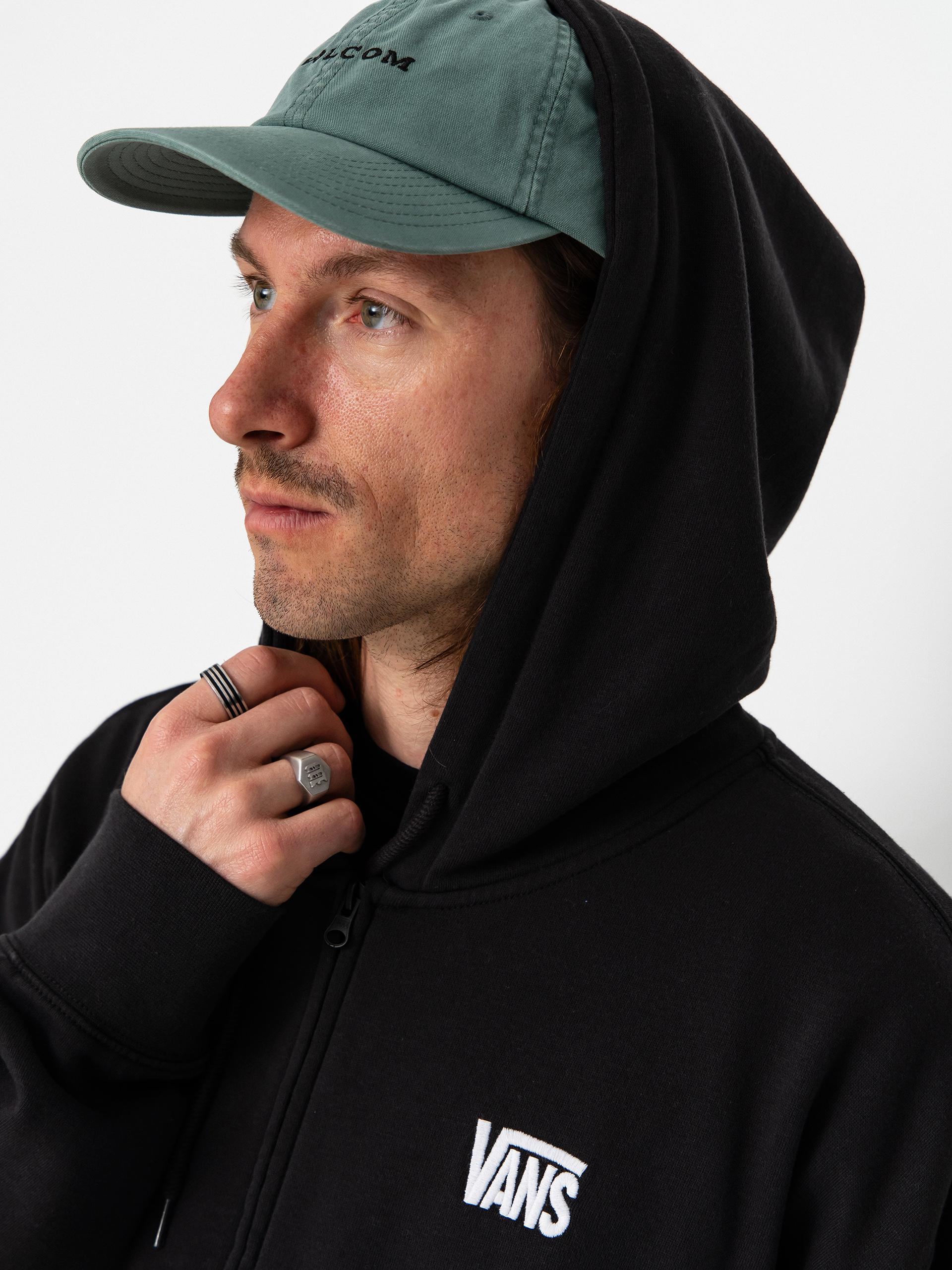 Суитшърт Vans Stretch Logo Full Zip (black/white)